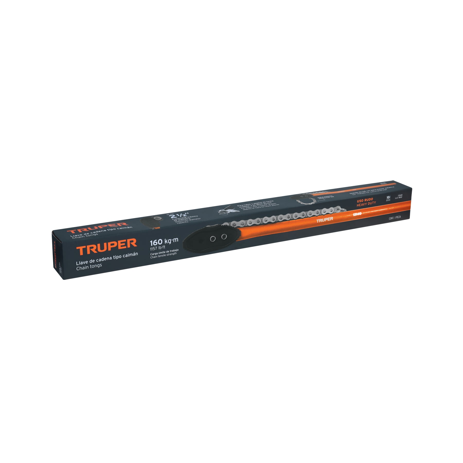 Llave de cadena tipo caimán uso pesado, mango de 28", TRUPER