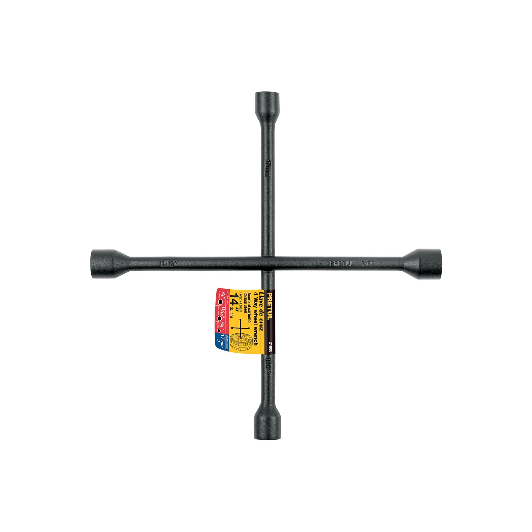 Llave de cruz 14", acabado negro mate, PRETUL