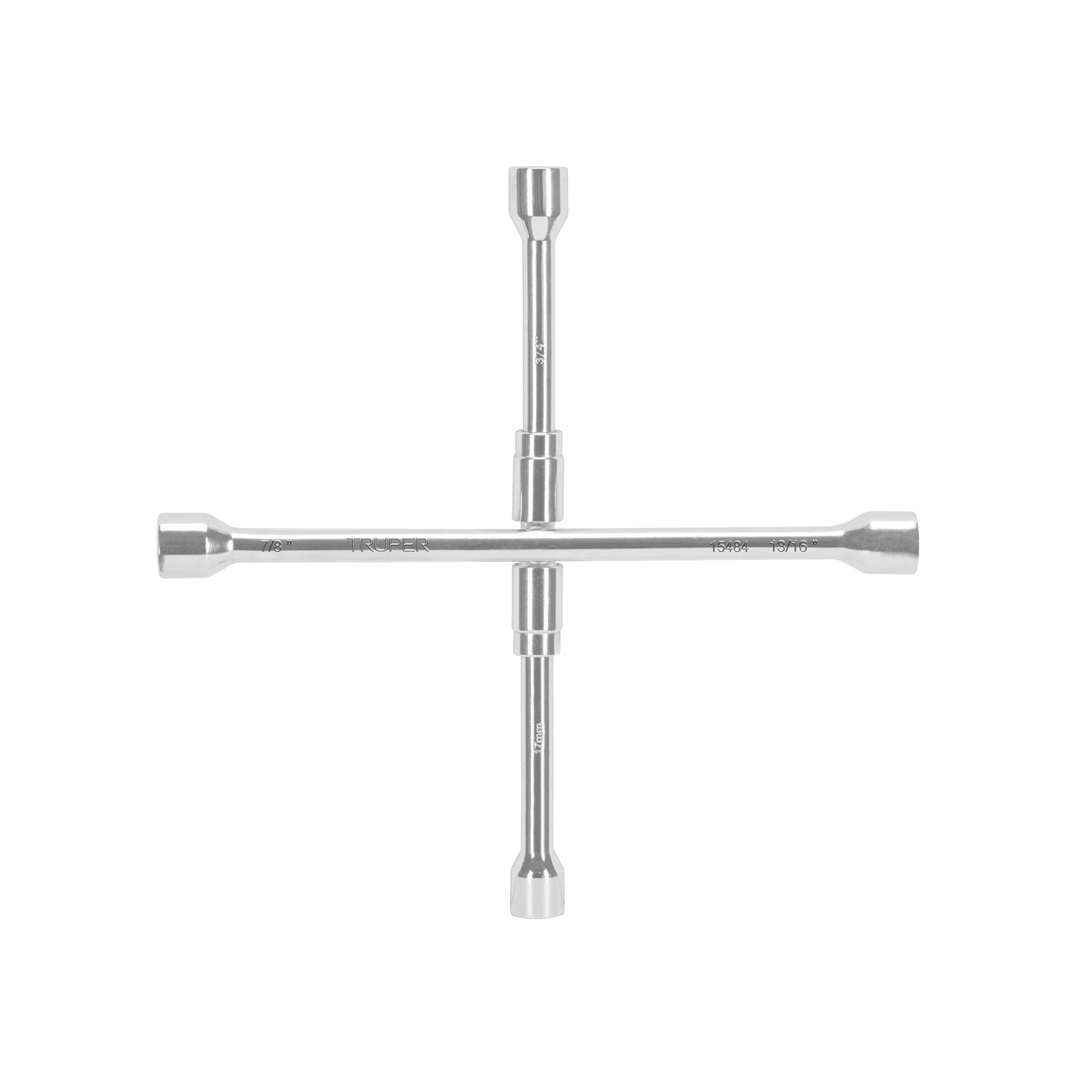 Llave de cruz 14" plegable pulida y cromada, TRUPER