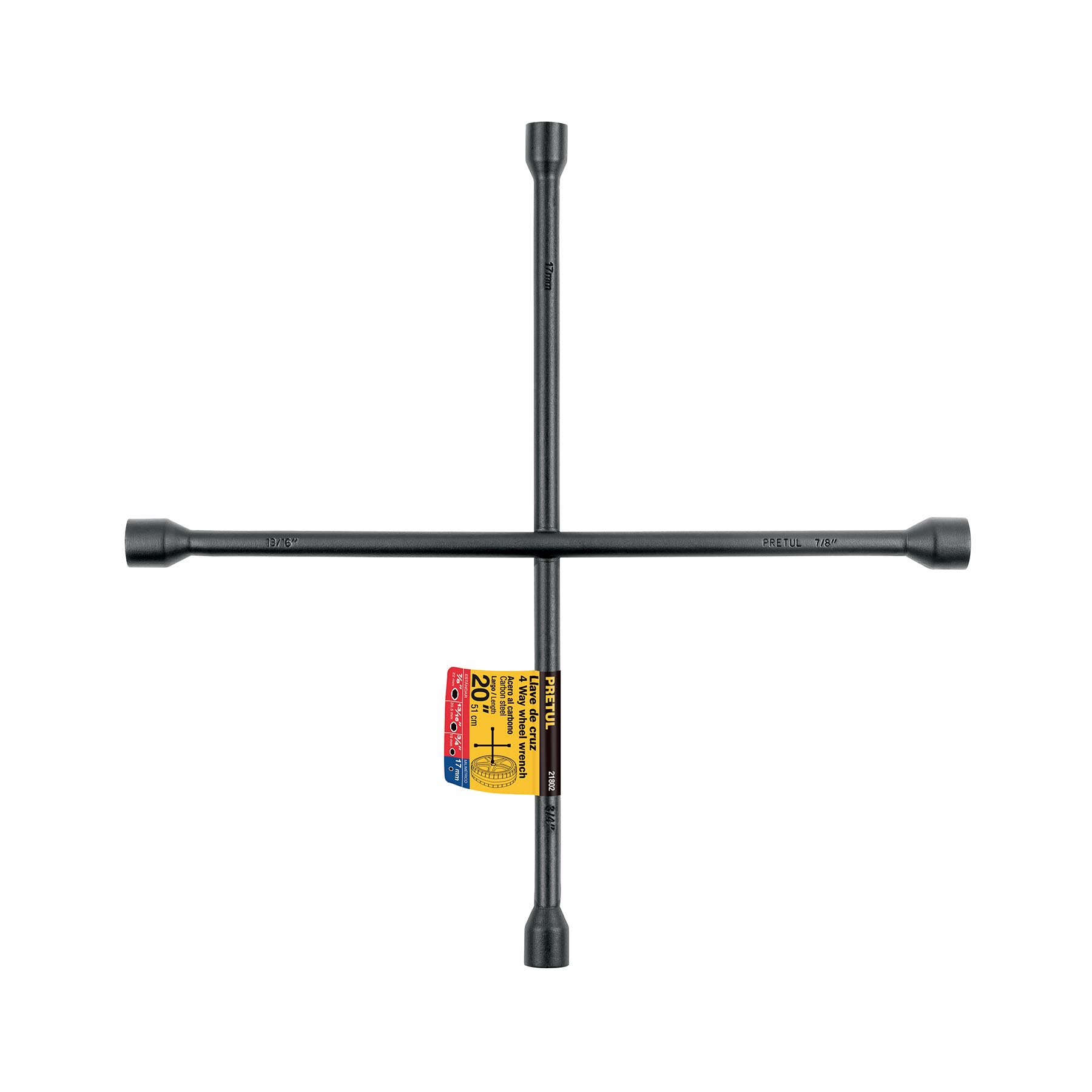 Llave de cruz 20", acabado negro mate, PRETUL