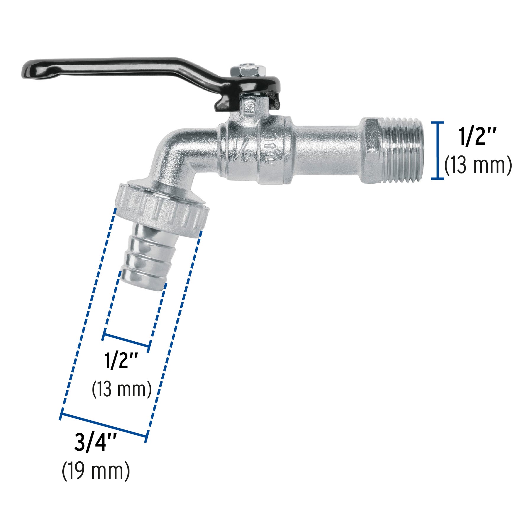 Llave de esfera, de zinc, 110 gr, entrada 1/2", FOSET BASIC