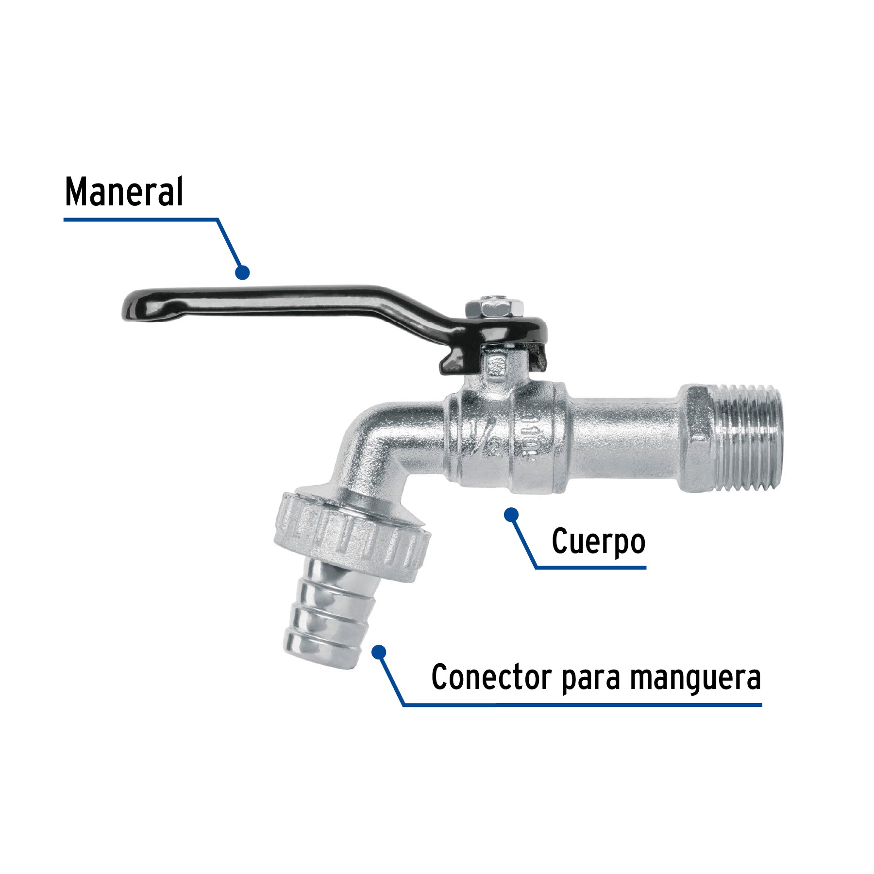 Llave de esfera, de zinc, 110 gr, entrada 1/2", FOSET BASIC