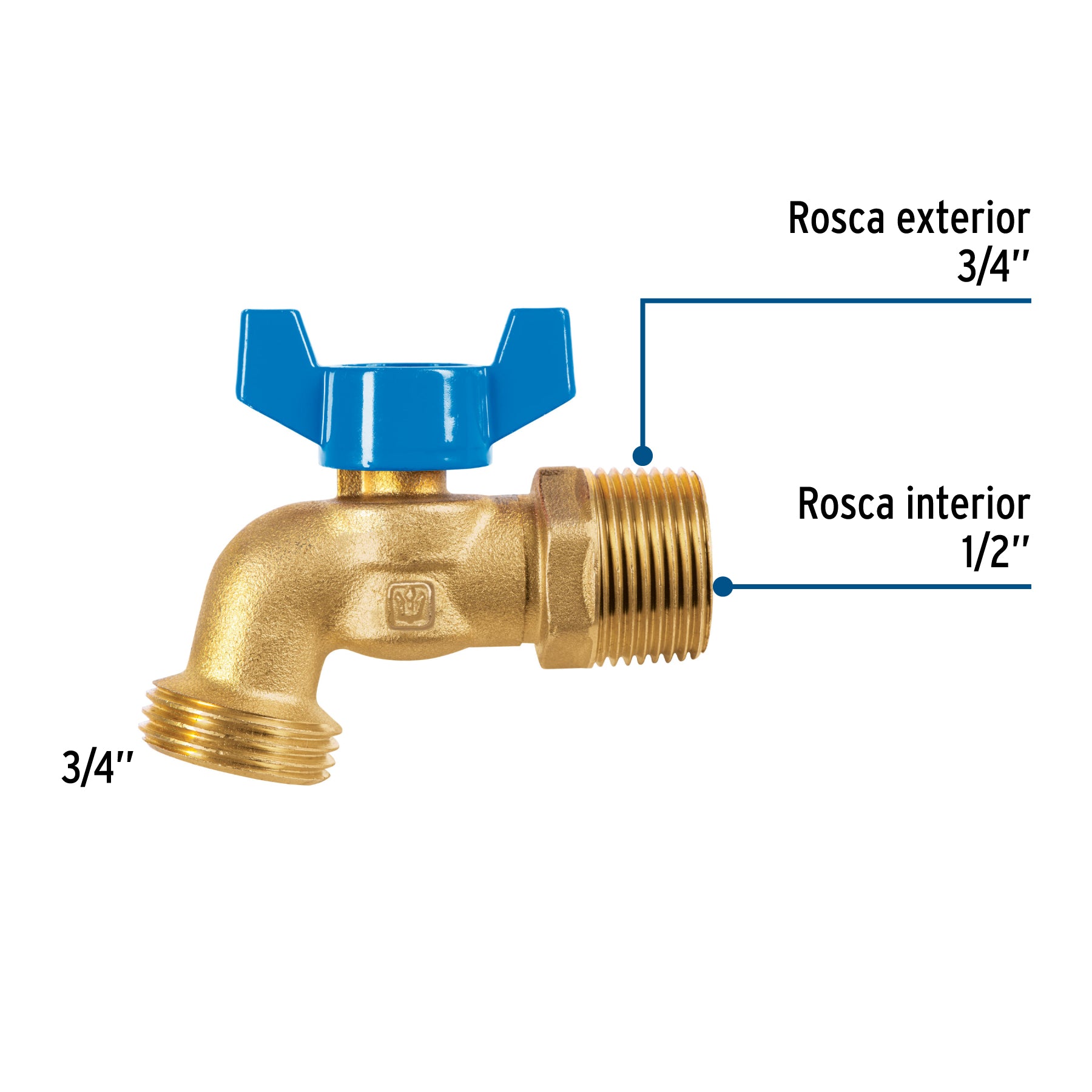 Llave de esfera de latón 3/4" con rosca para manguera, FOSET