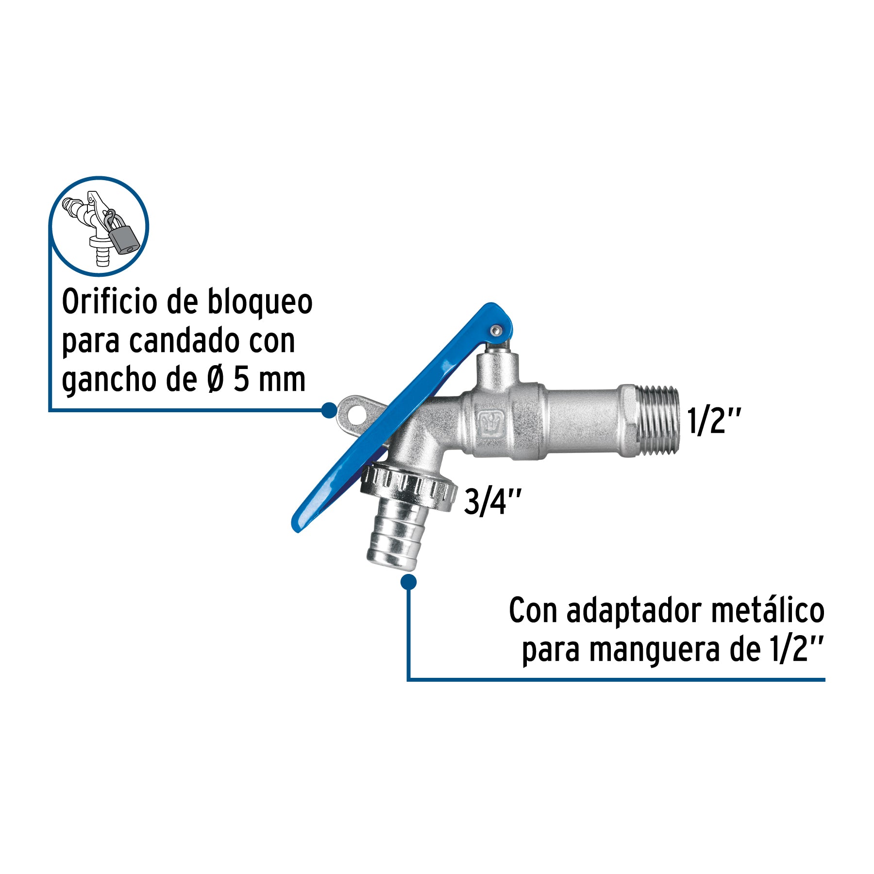 Llave esfera de seguridad de latón, 175g, FOSET