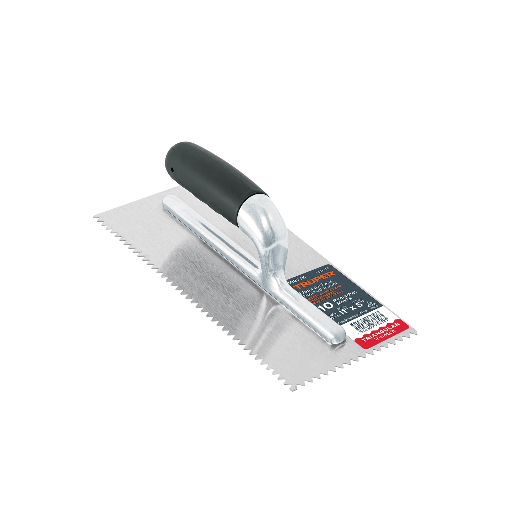 Llana 11" dentado triangular, 10 remaches,mango Comfort Grip