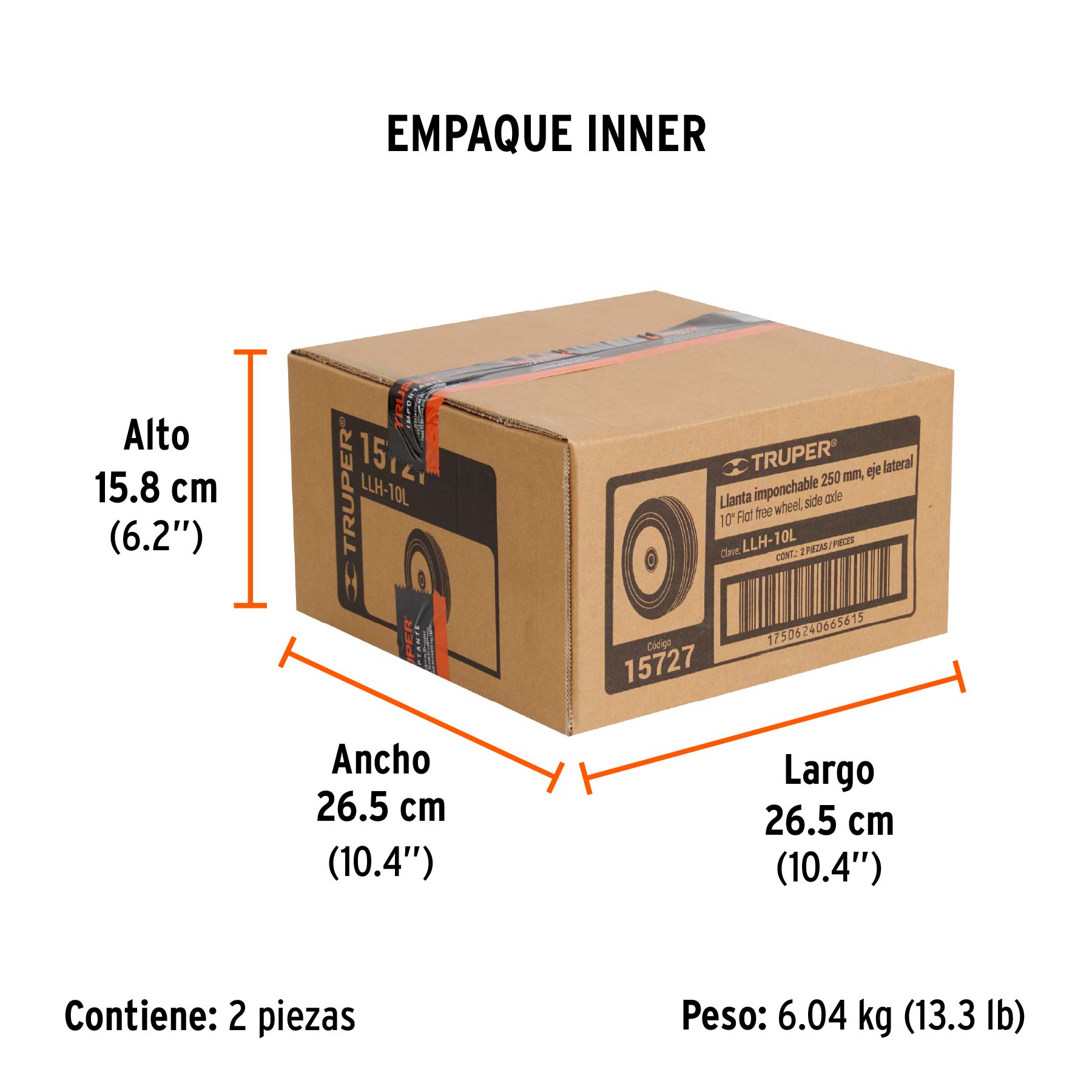 Rueda de hule sólido 10" de alto desempeño, doble balero - Empaque