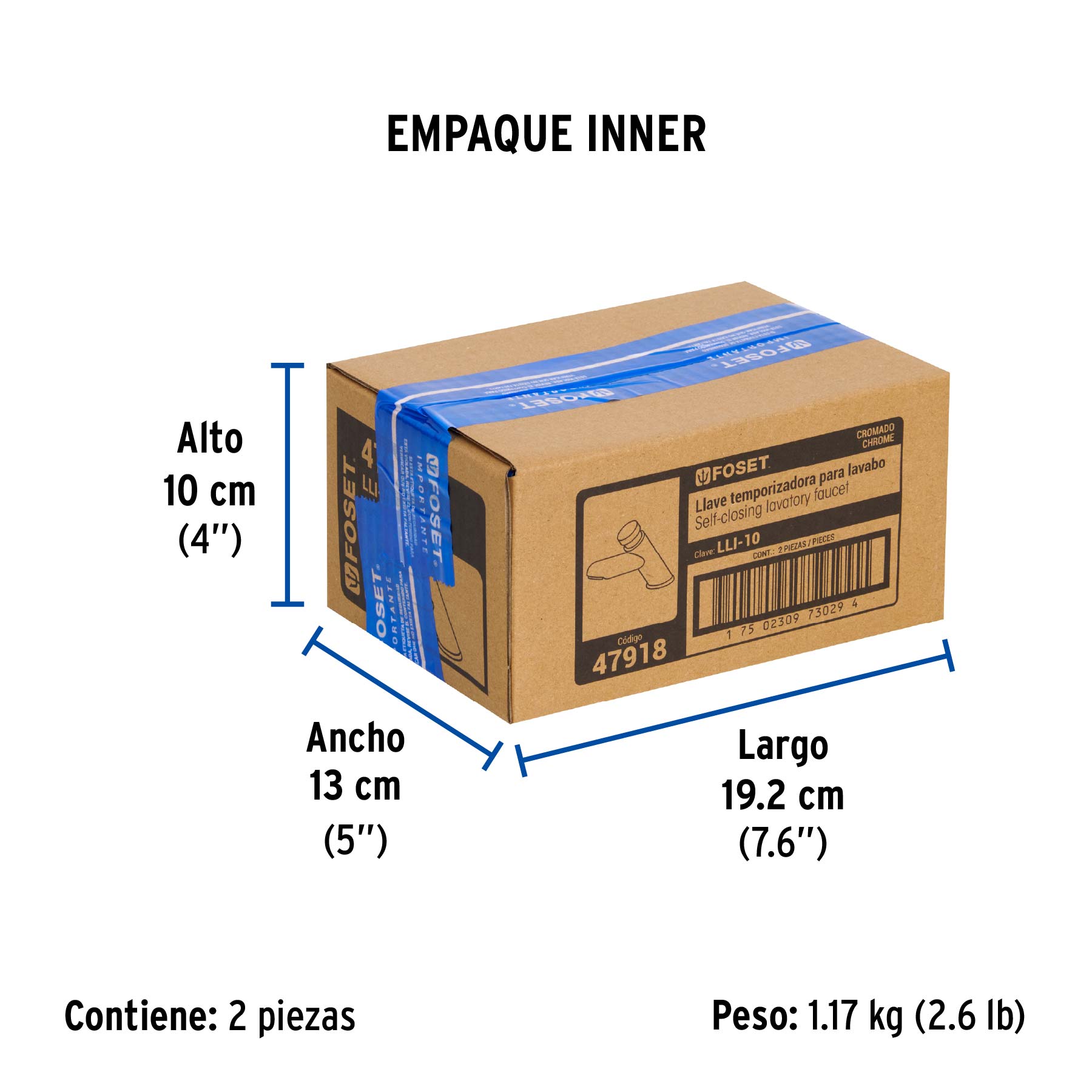Llave temporizadora para lavabo, FOSET - Empaque