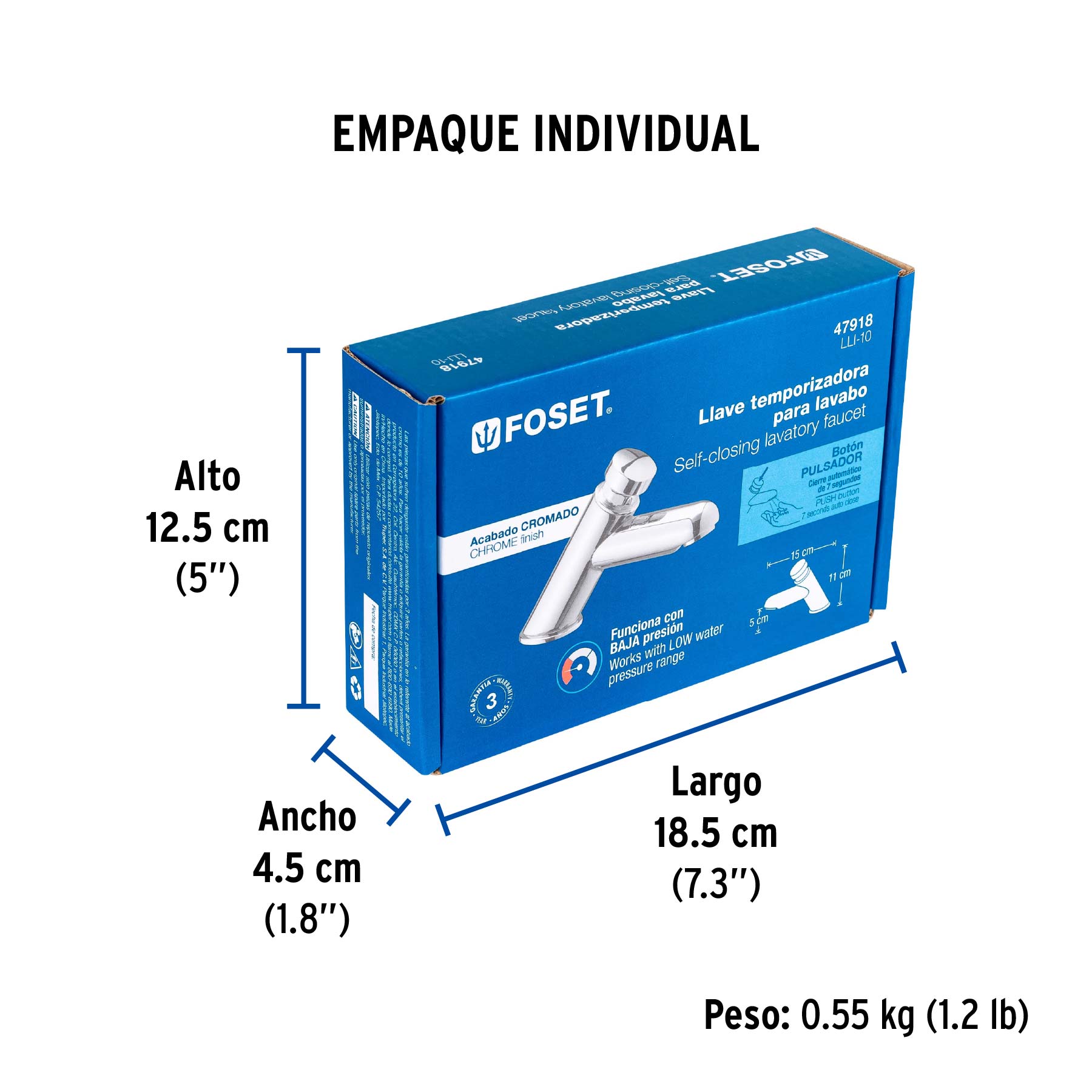 Llave temporizadora para lavabo, FOSET - Empaque