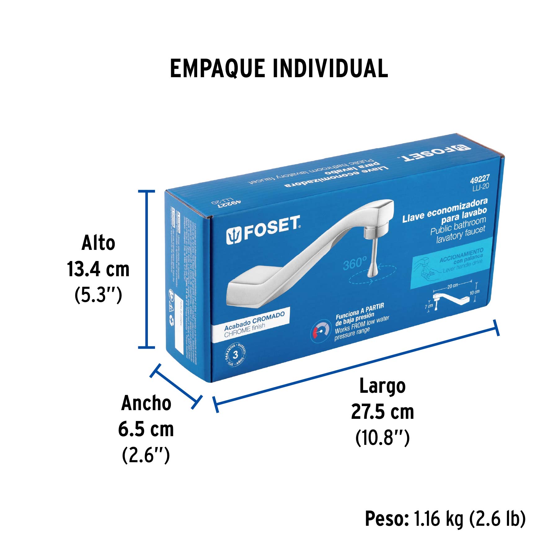 Llave economizadora para lavabo, FOSET - Empaque