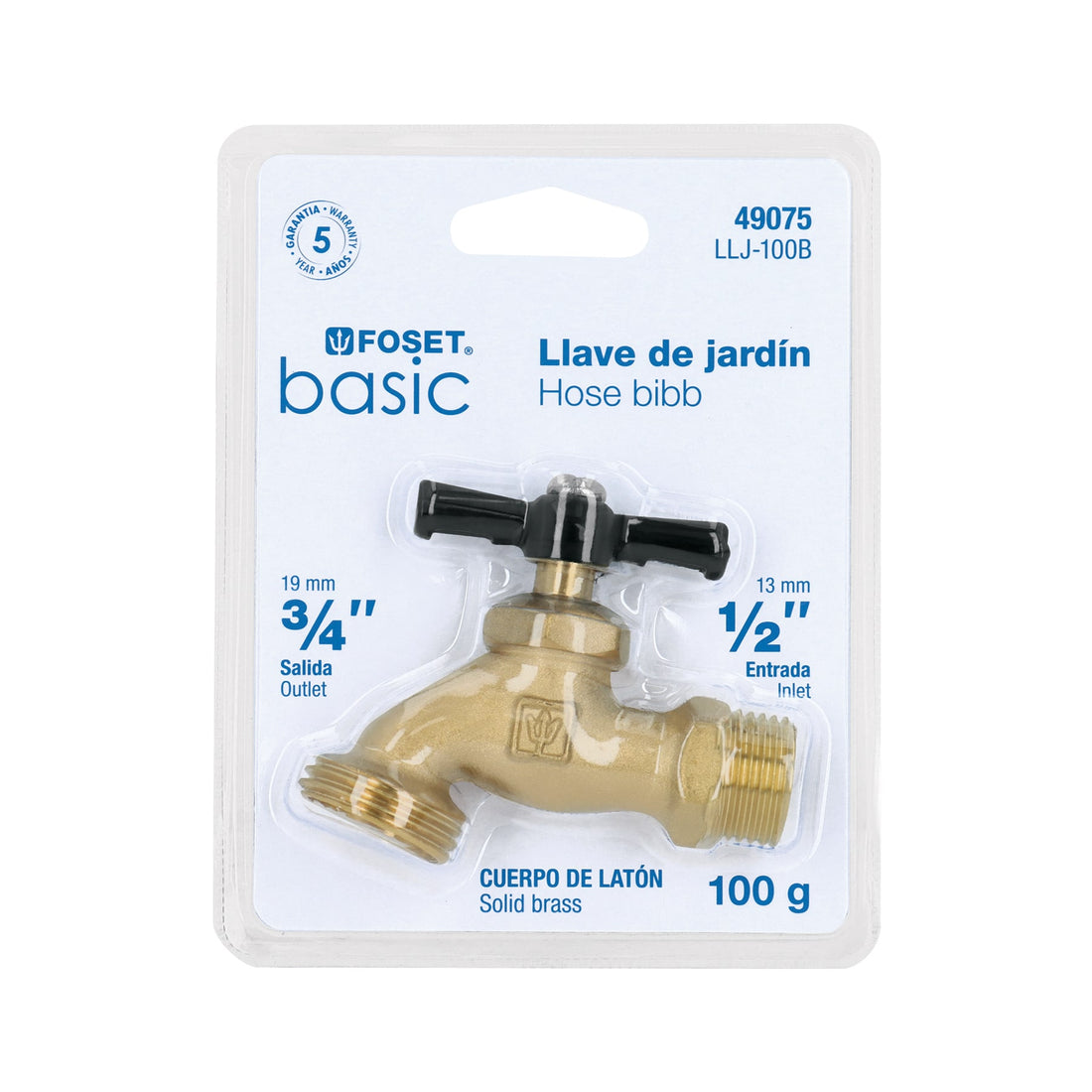 Llave p/manguera, de latón, 100g, 1/2", blíster, BASIC