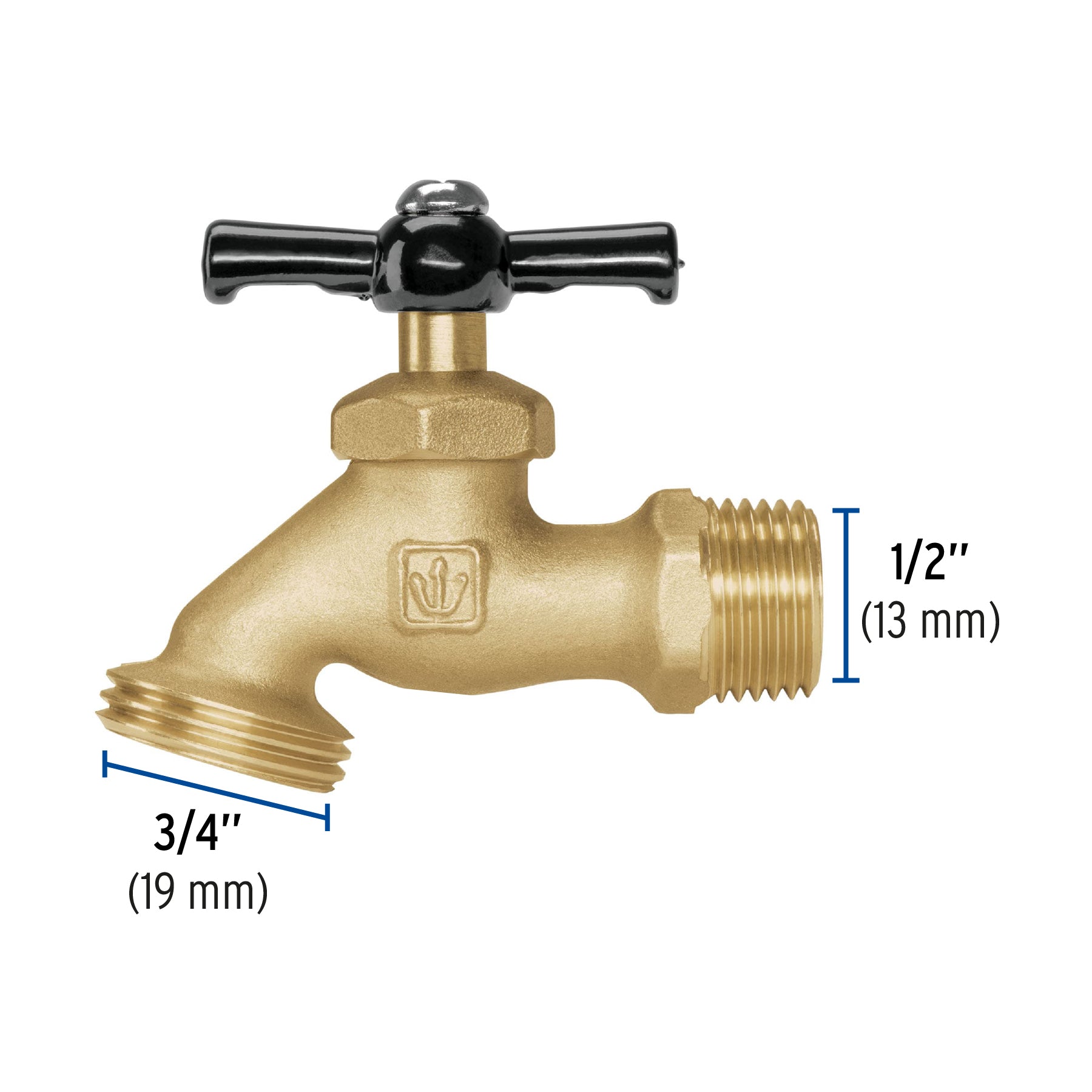 Llave p/manguera, de latón, 100g, 1/2", blíster, BASIC