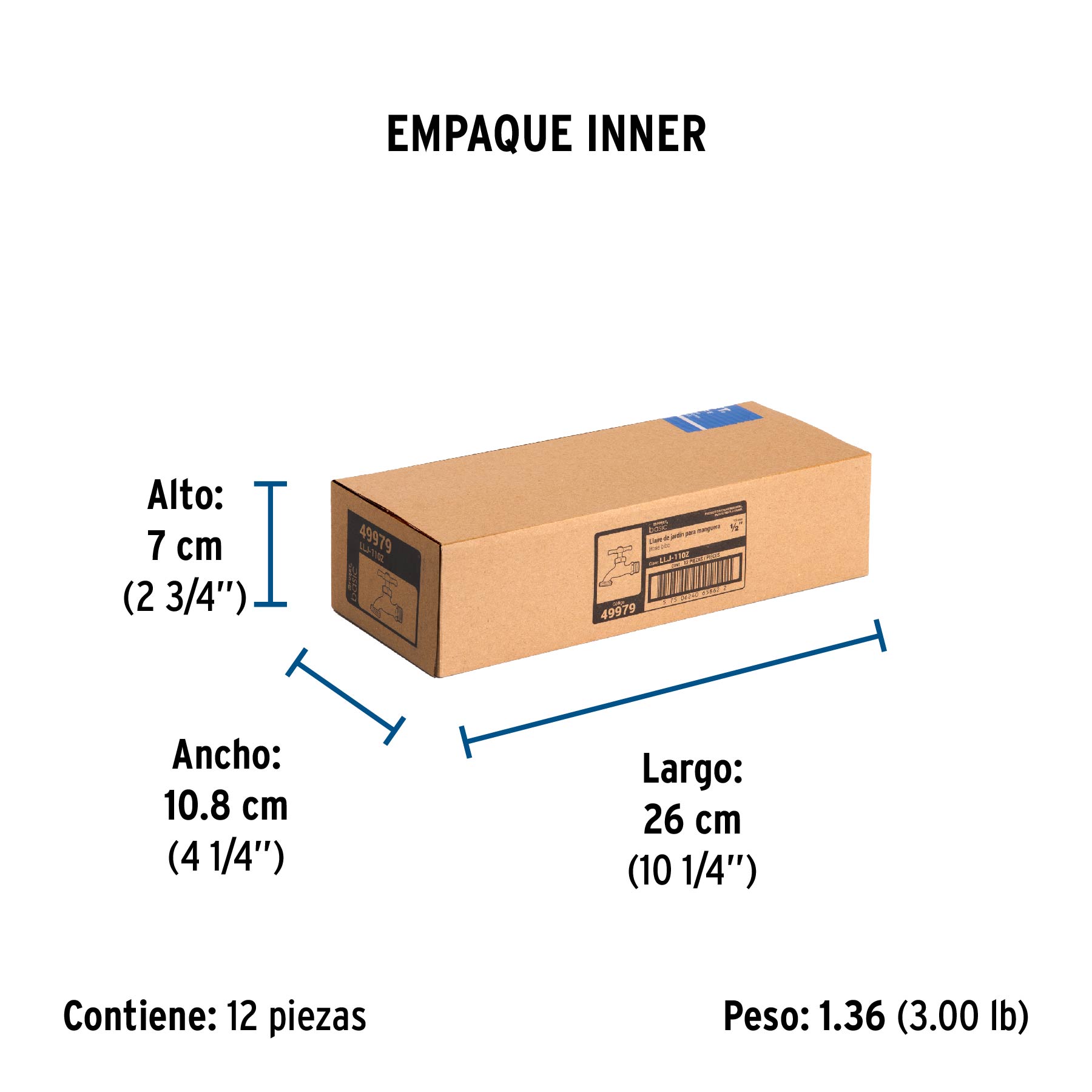 Llave p/manguera, de zamac, 110gr, 1/2", BASIC - Empaque