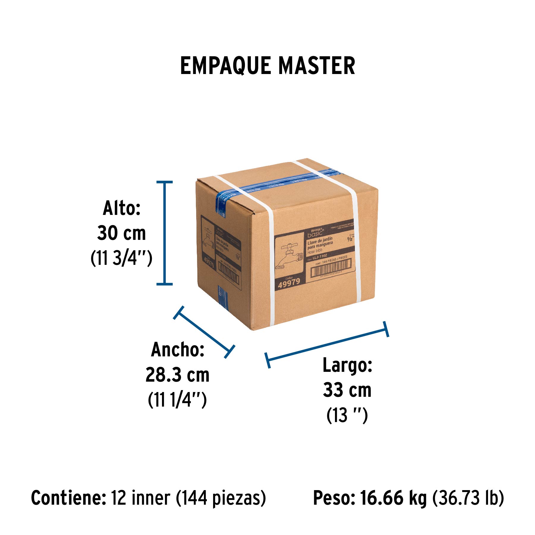 Llave p/manguera, de zamac, 110gr, 1/2", BASIC - Empaque