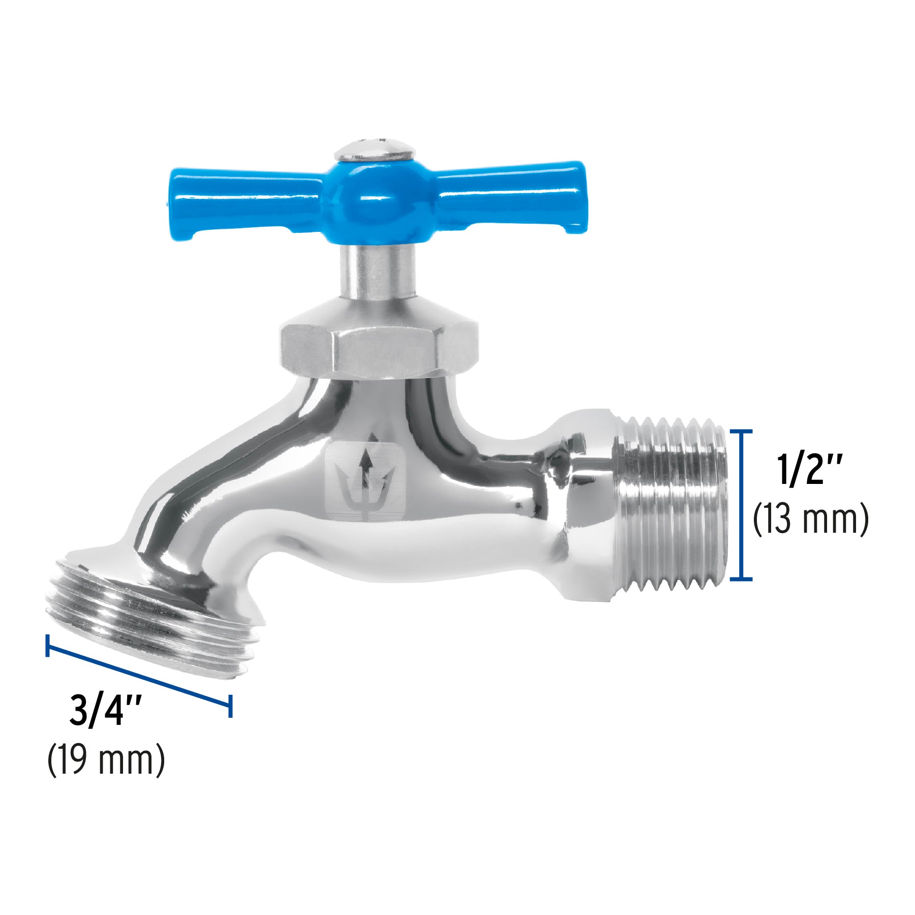Llave p/manguera, de latón cromado, 130g, 1/2",granel, FOSET