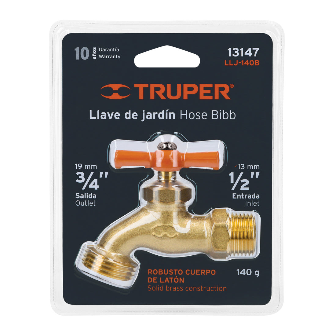 Llave p/manguera, de latón 140g, 1/2", blíster, TRUPER