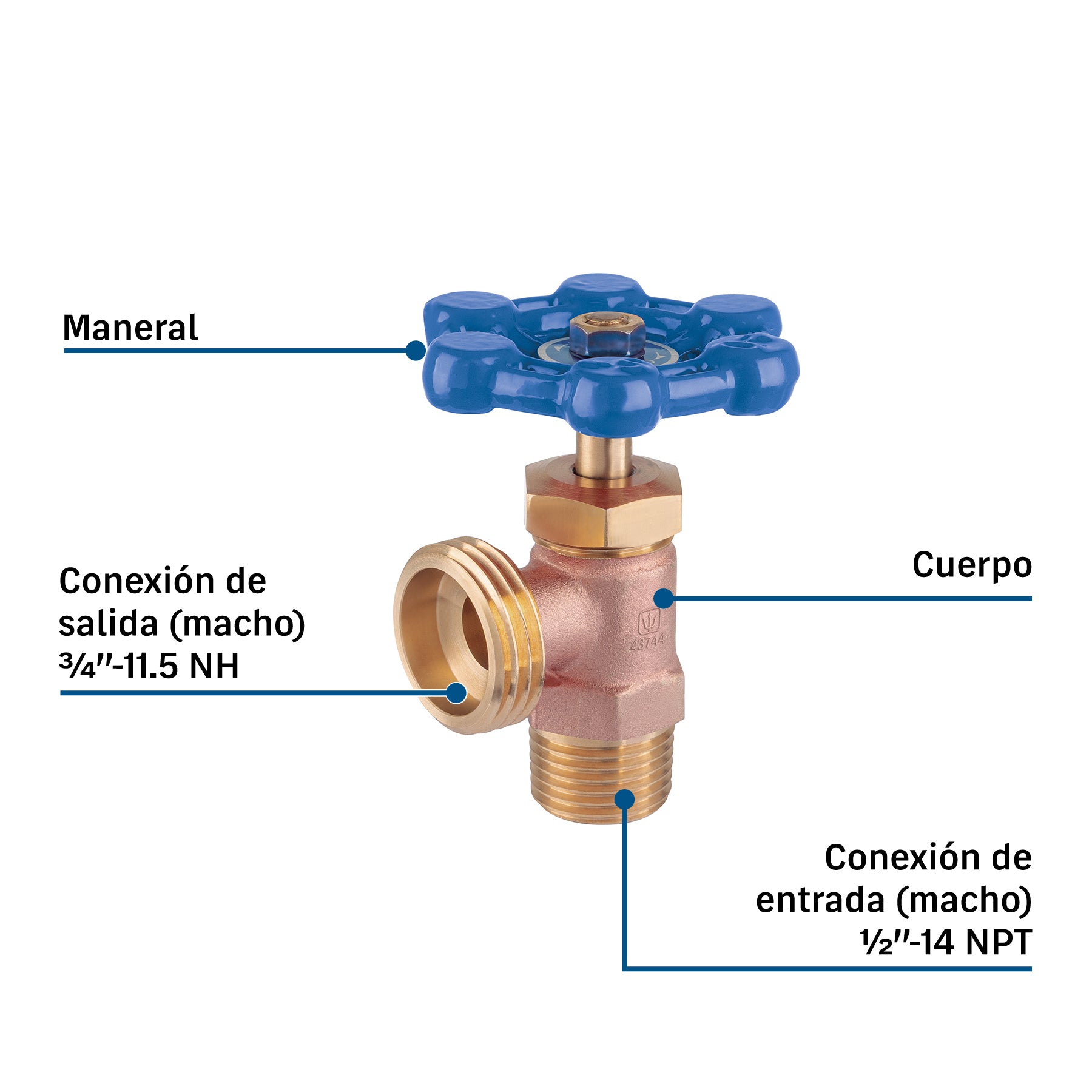 Llave para lavadora, maneral azul, FOSET