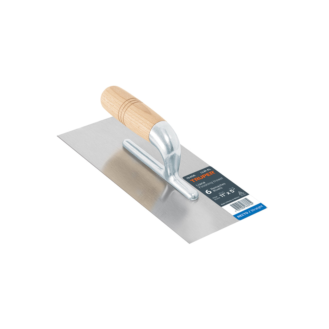 Llana 11" canto recto, 6 remaches, mango madera, TRUPER