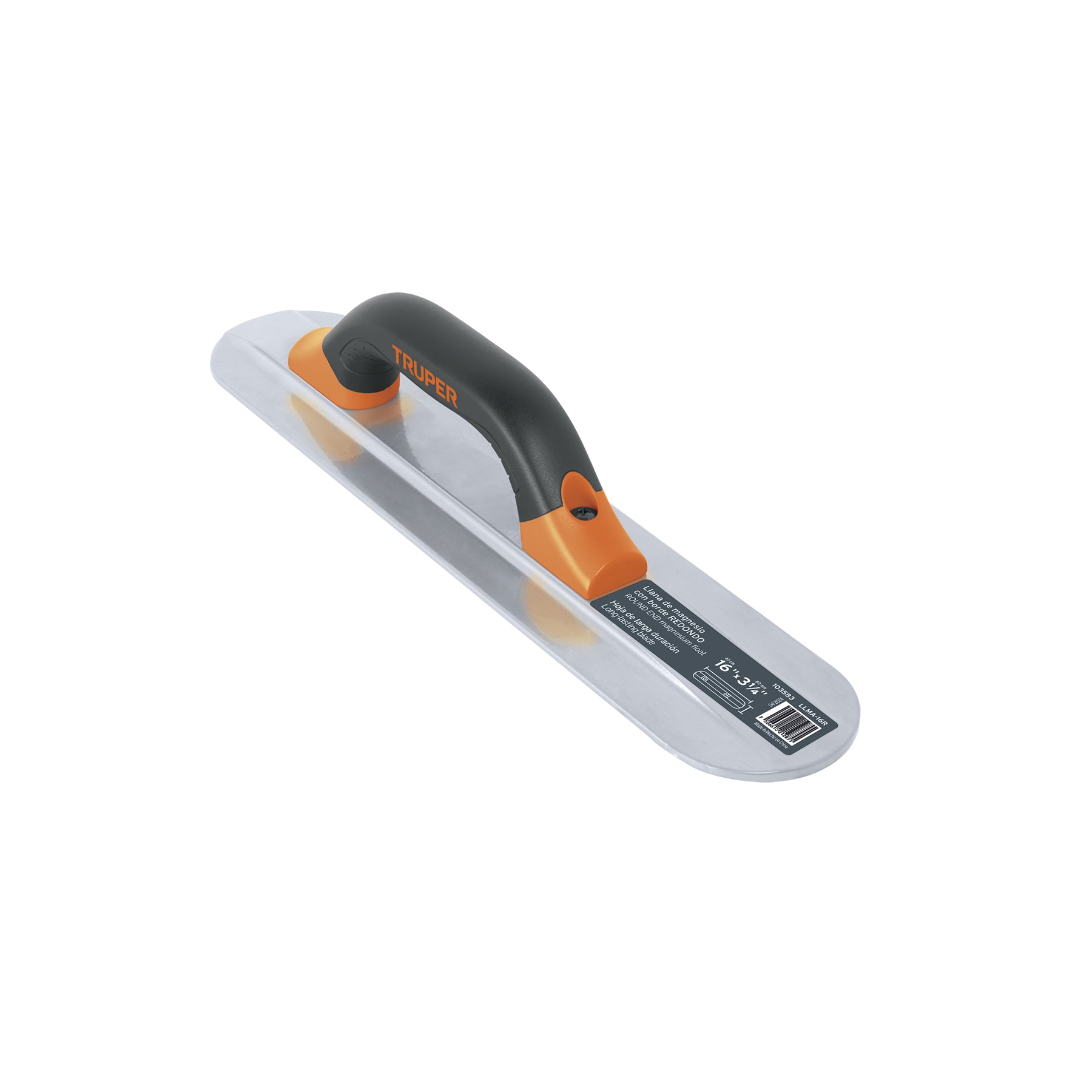 Llana de magnesio 16" borde redondo, mango Comfort Grip