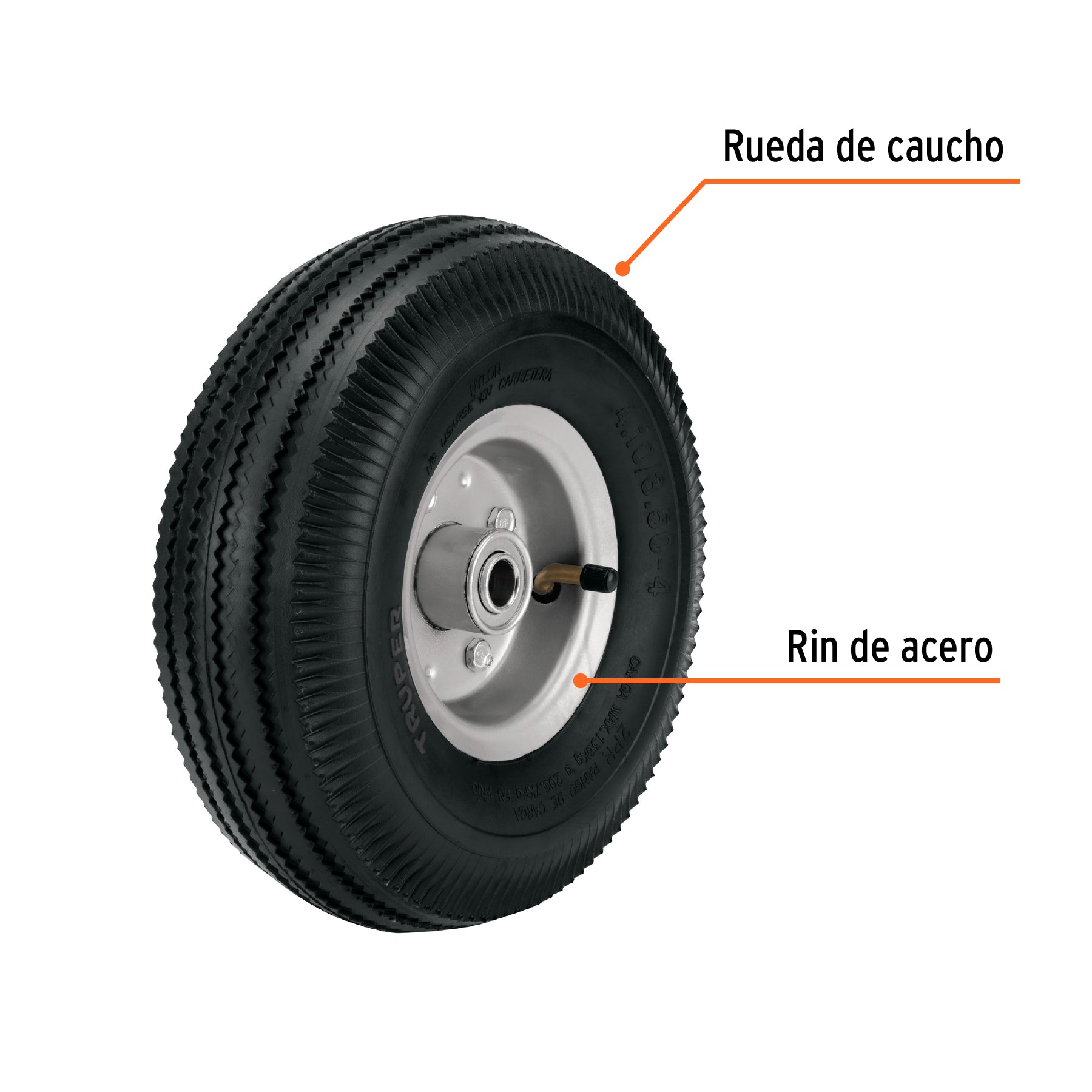 Rueda neumática 10" para eje central, TRUPER