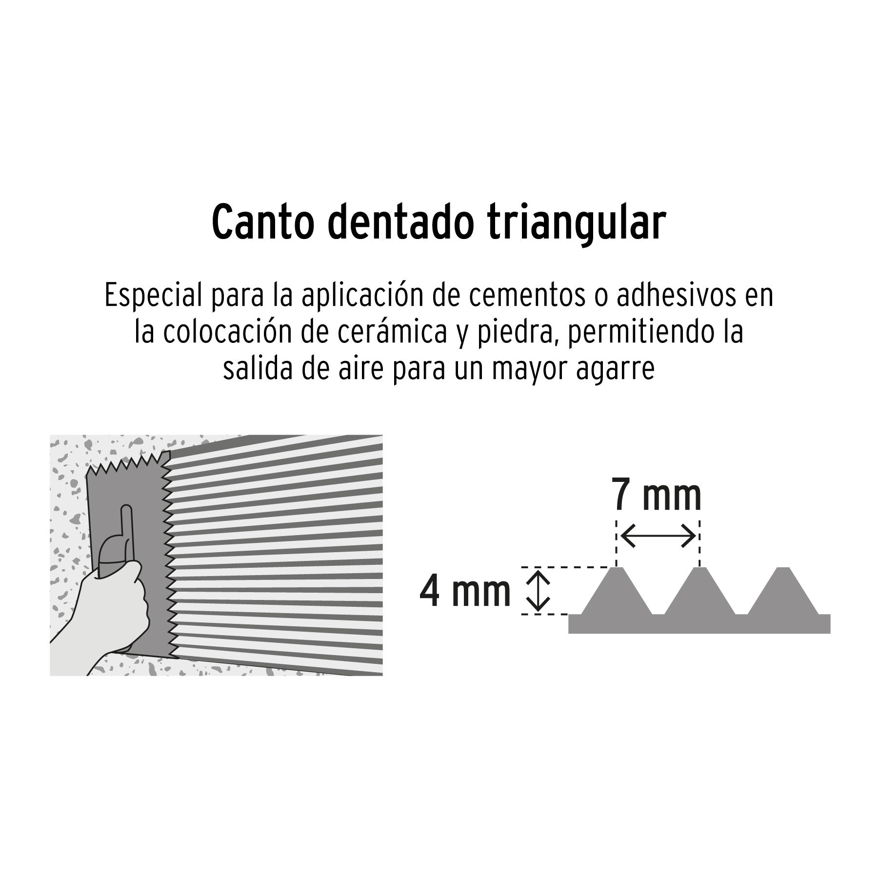 Llana 11" dentado triangular, 6 remaches, mango plástico