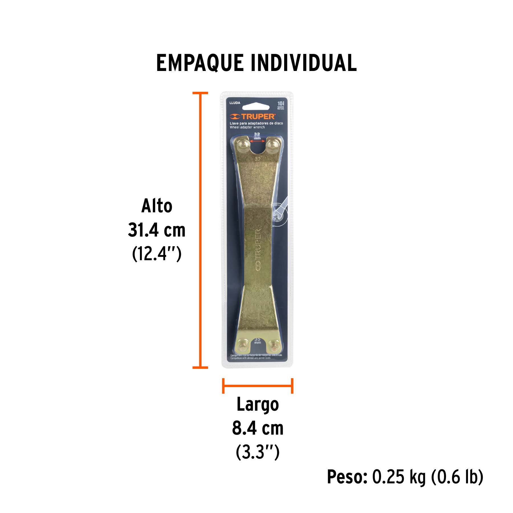 Llave para adaptadores de disco std y mm, TRUPER - Empaque