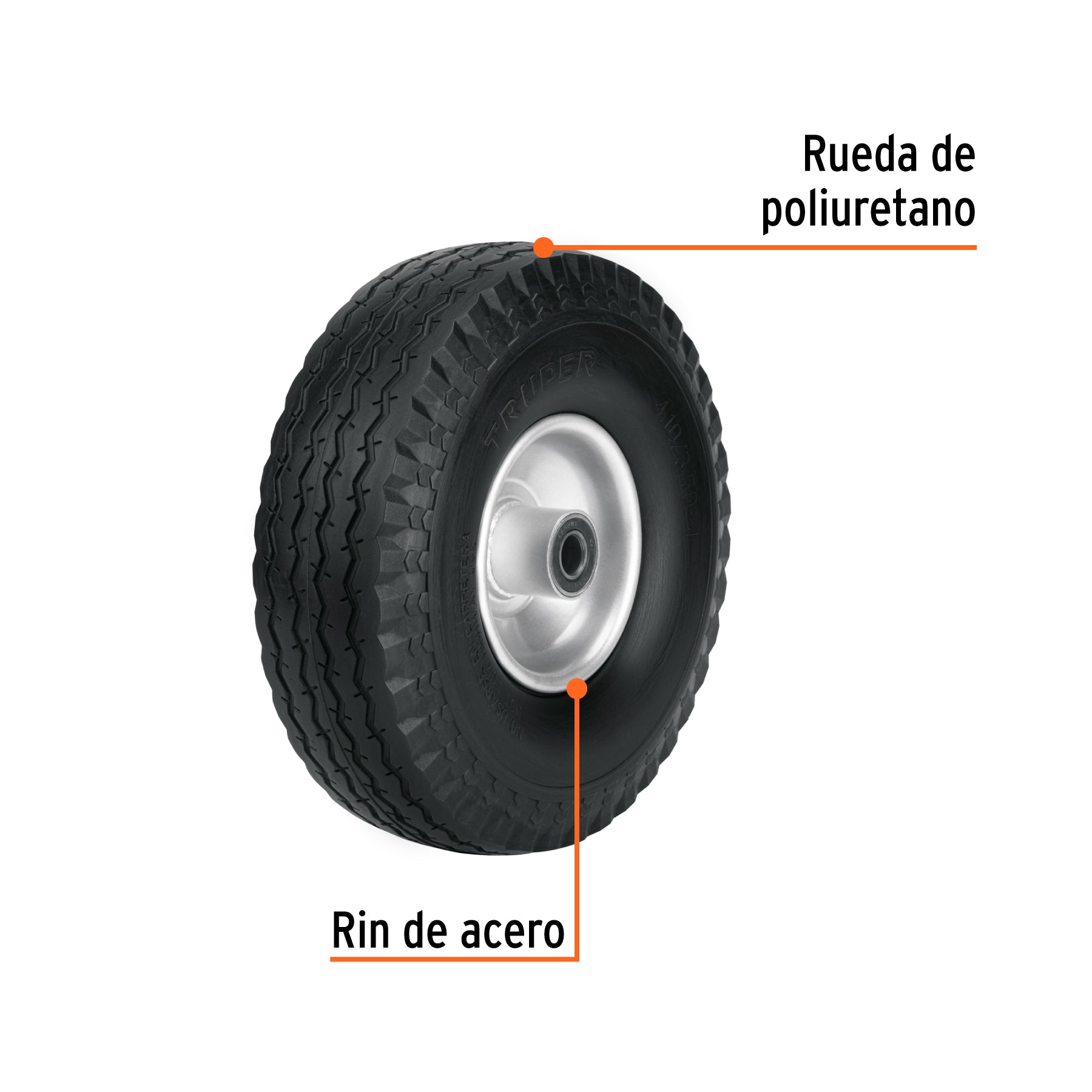 Rueda imponchable 10" para eje central, TRUPER