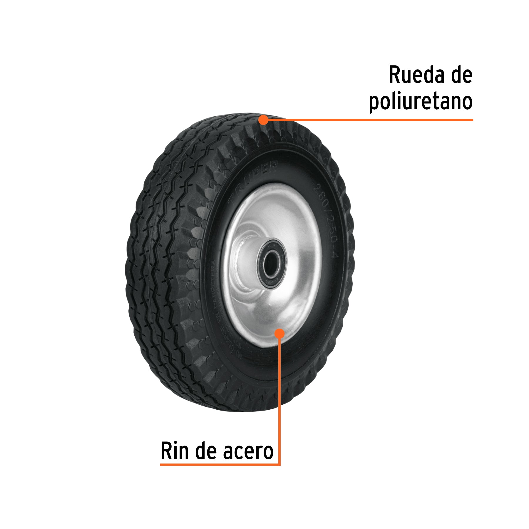 Rueda imponchable 8" para eje central, TRUPER