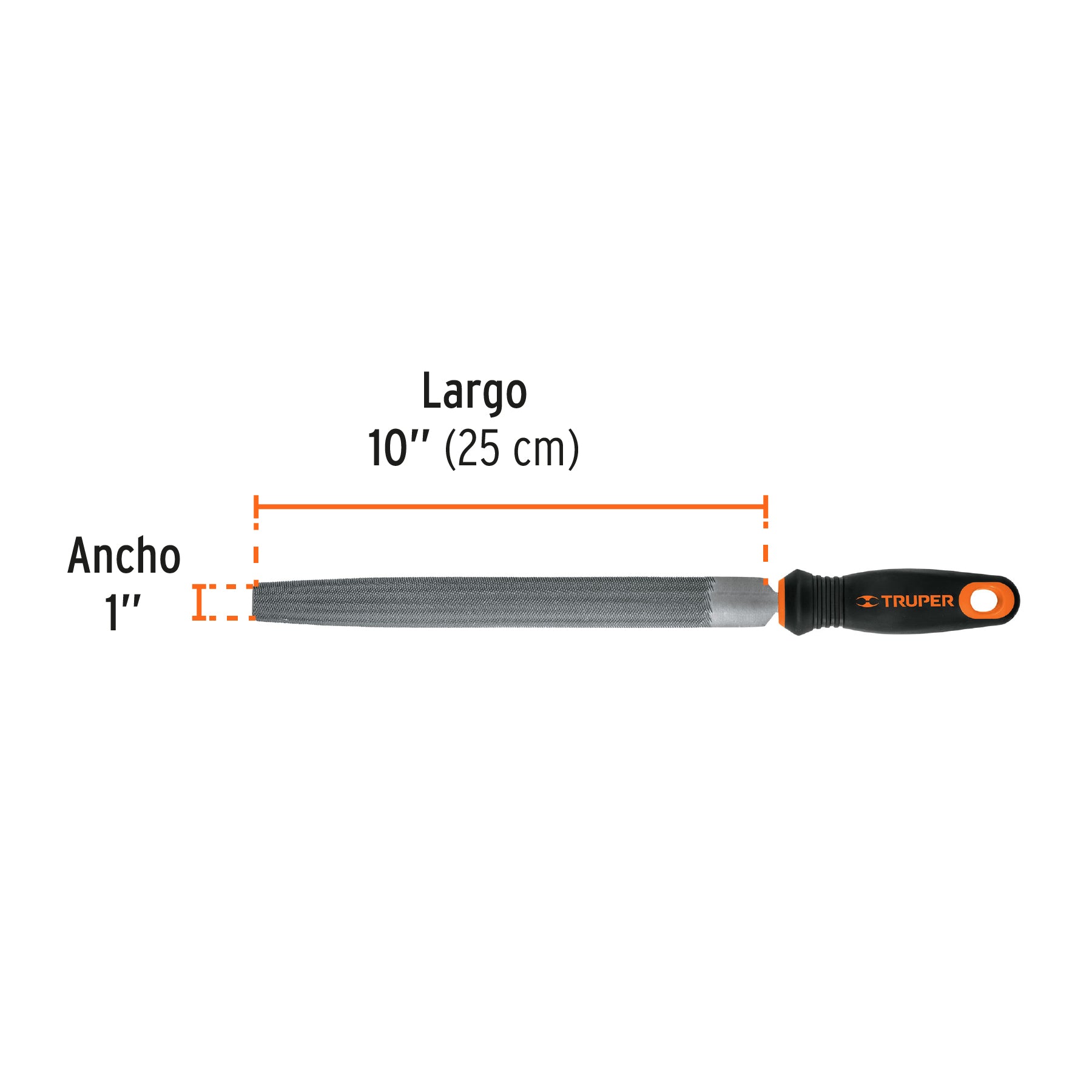 Lima media caña bastarda 10" con mango Comfort Grip, TRUPER