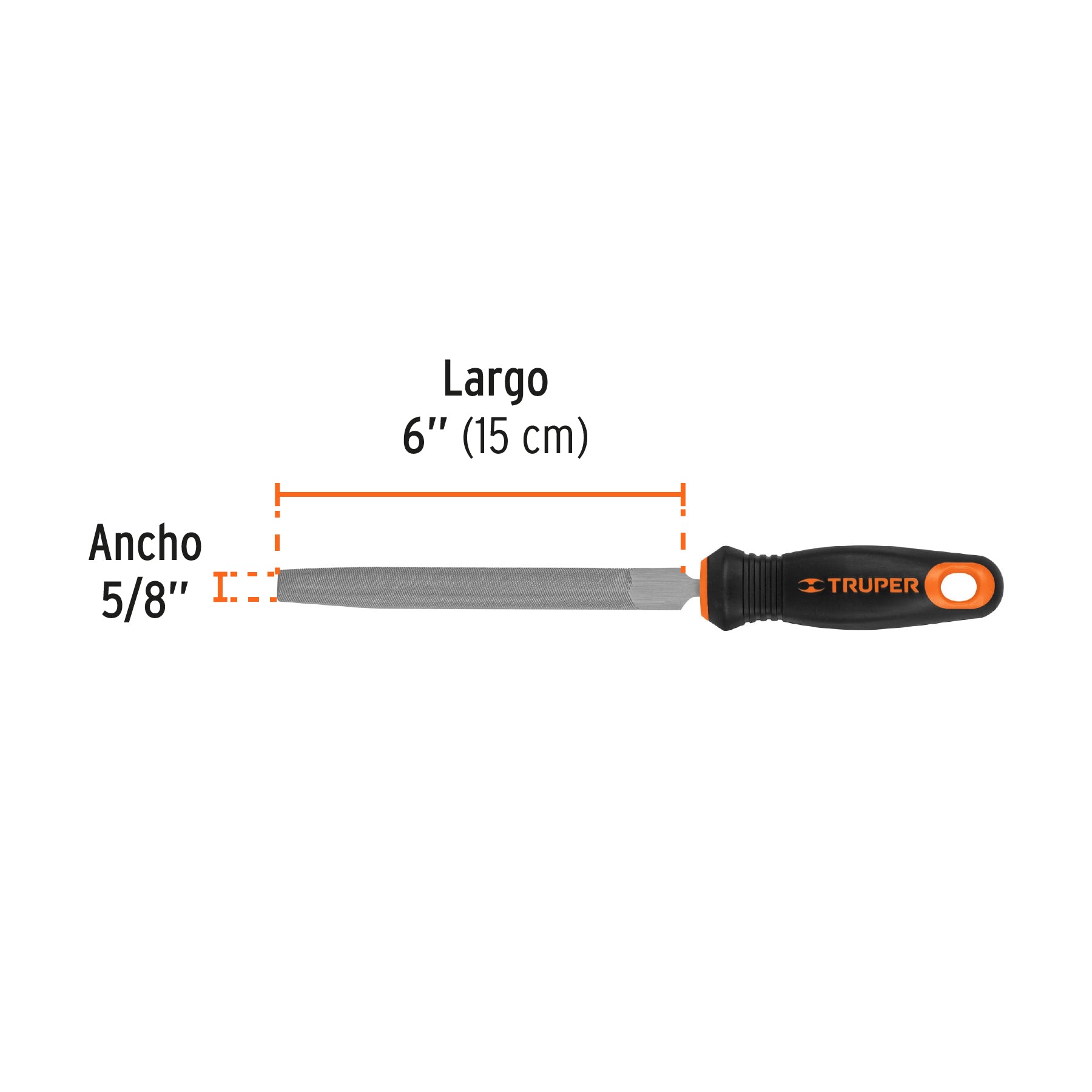 Lima media caña bastarda 6" con mango Comfort Grip, TRUPER
