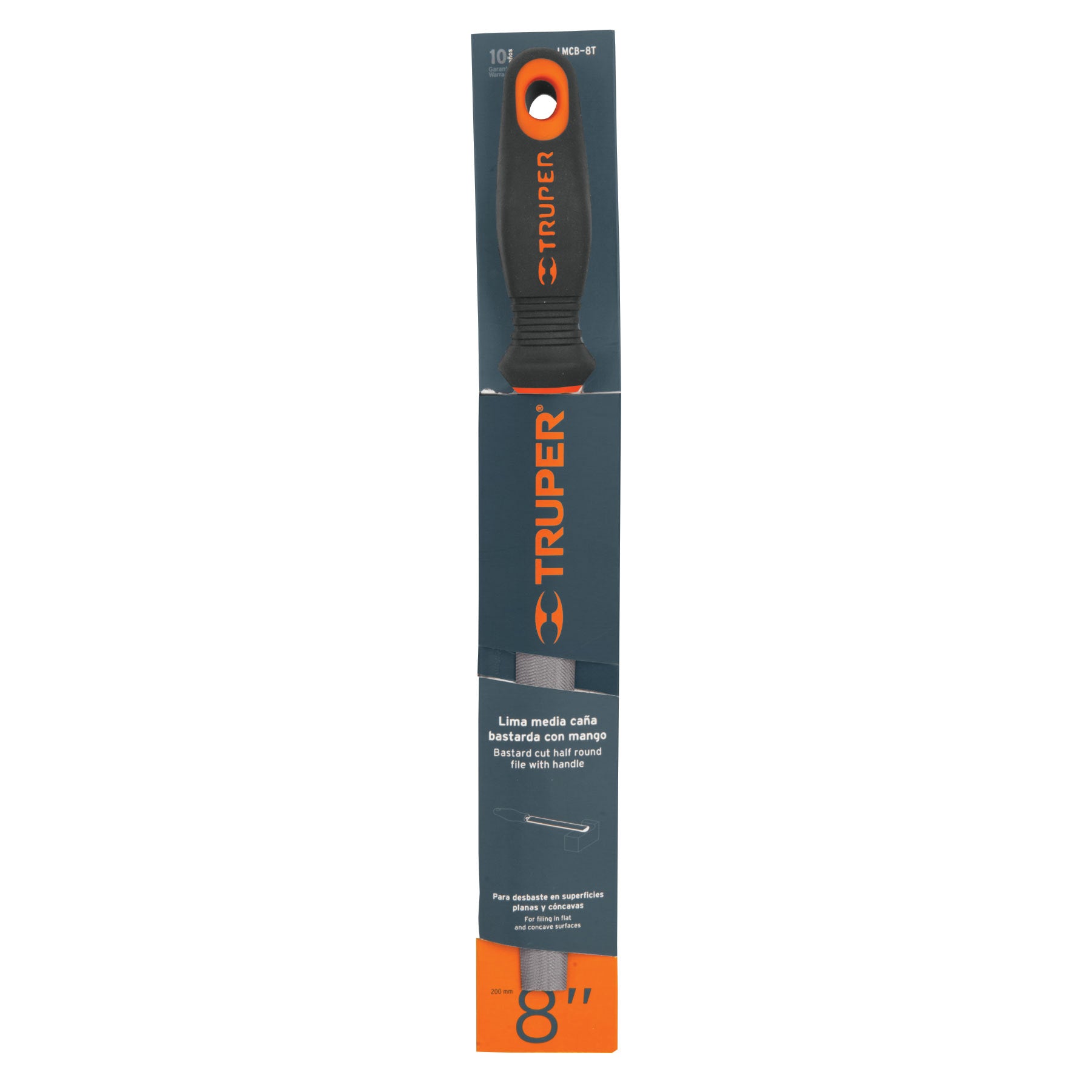 Lima media caña bastarda 8" con mango Comfort Grip, TRUPER
