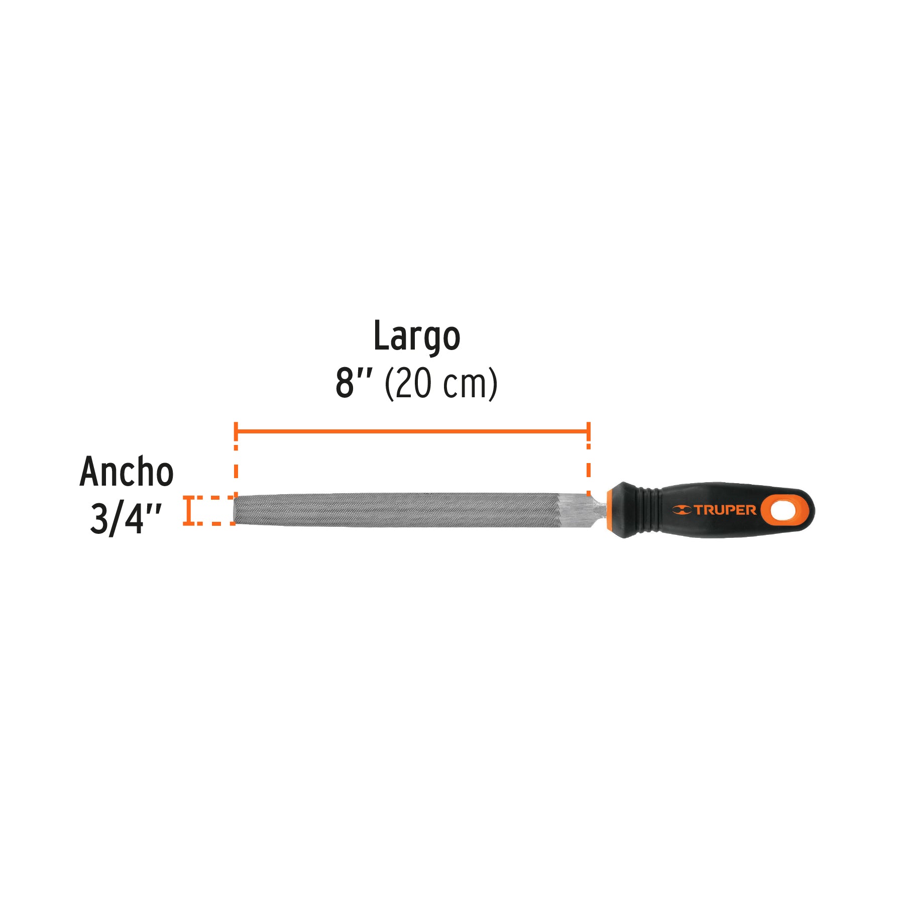 Lima media caña bastarda 8" con mango Comfort Grip, TRUPER
