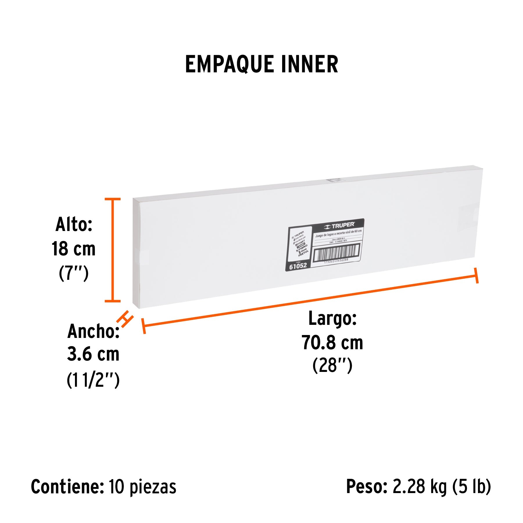 Logotipos de vinil autoadherible de 60 cm, TRUPER - Empaque