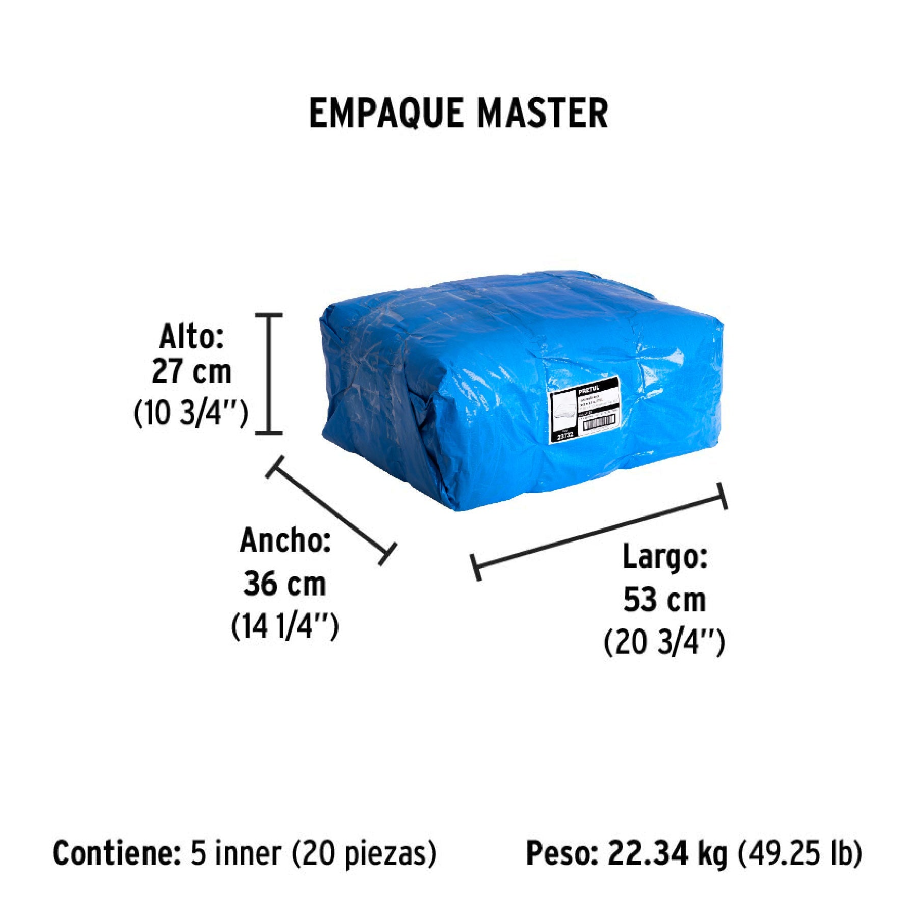 Lona de polietileno 3 x 3 m, azul, 110 g/m2, PRETUL - Empaque