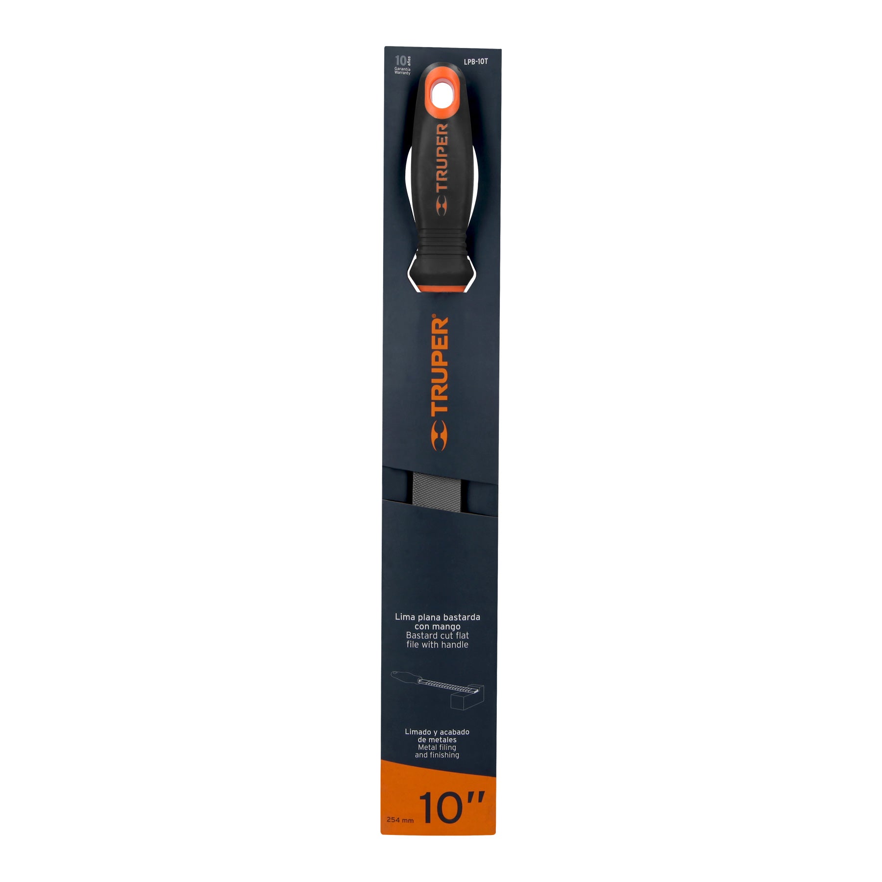 Lima plana bastarda 10" con mango Comfort Grip, TRUPER
