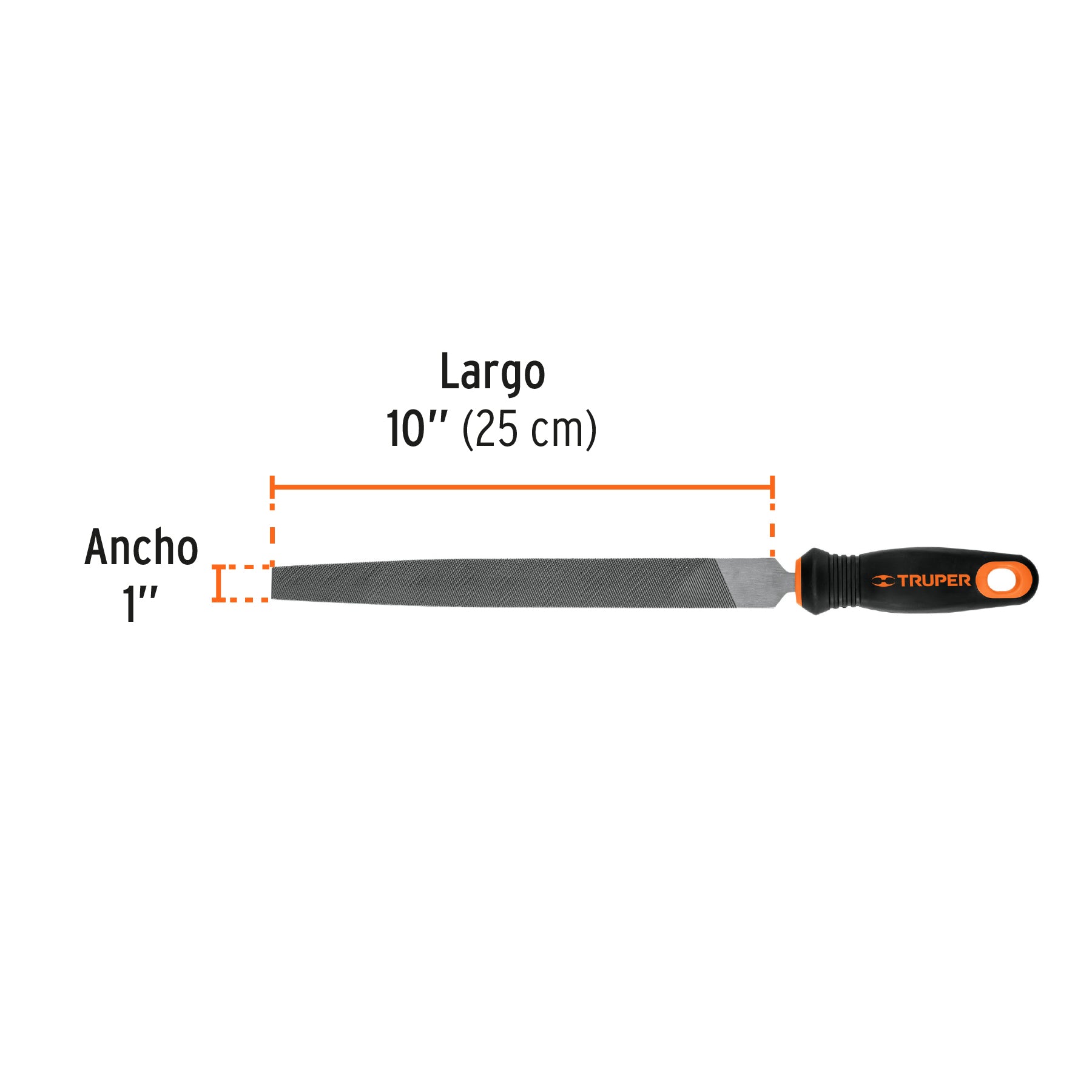 Lima plana bastarda 10" con mango Comfort Grip, TRUPER