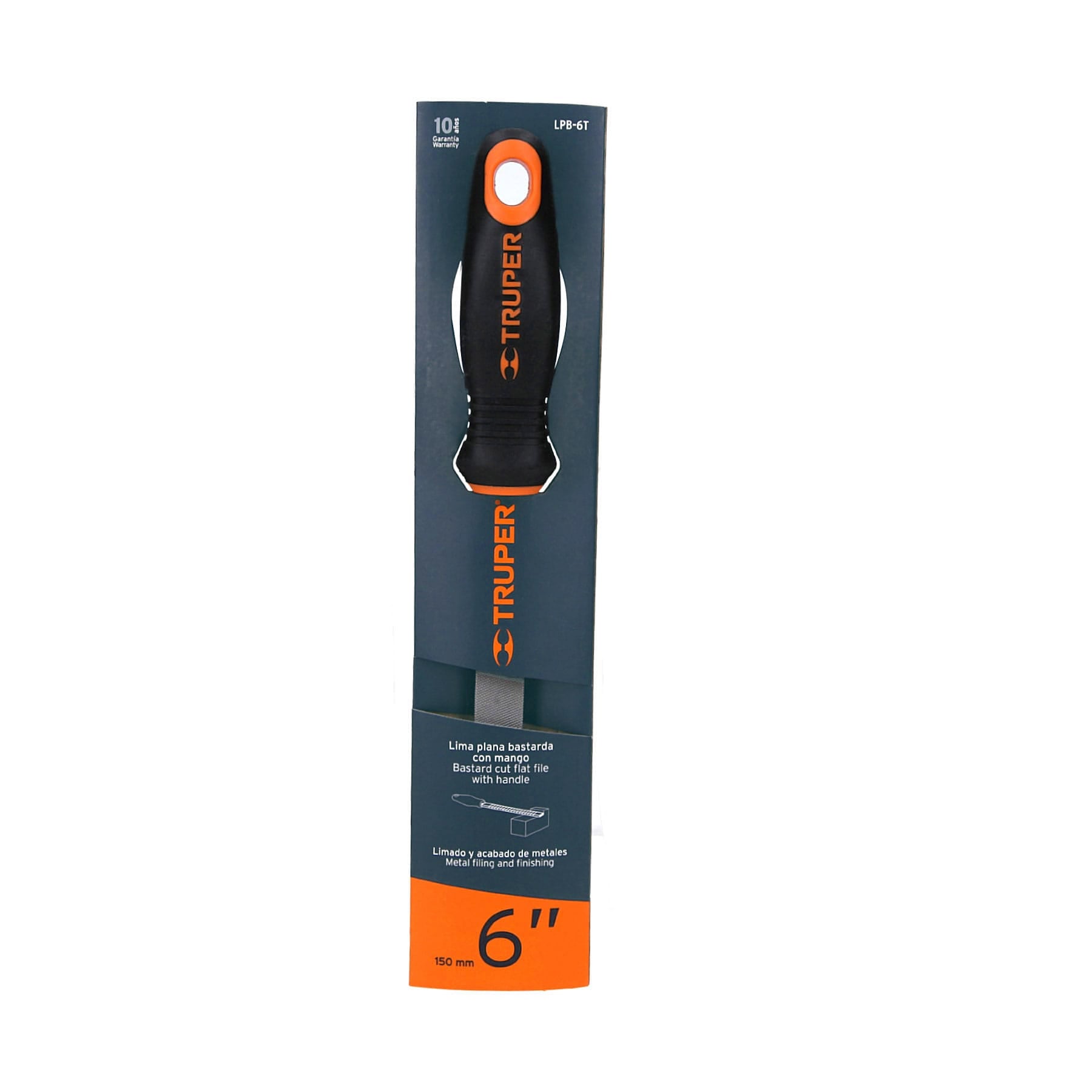 Lima plana bastarda 6" con mango Comfort Grip, TRUPER
