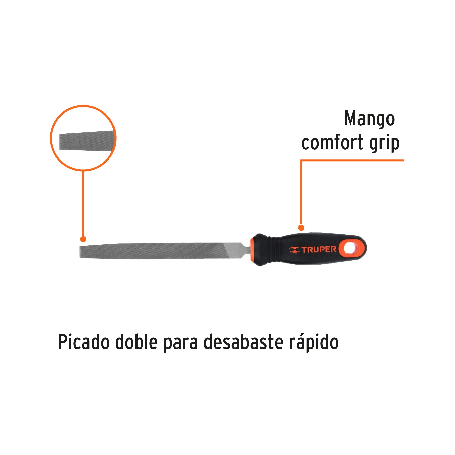 Lima plana bastarda 6" con mango Comfort Grip, TRUPER