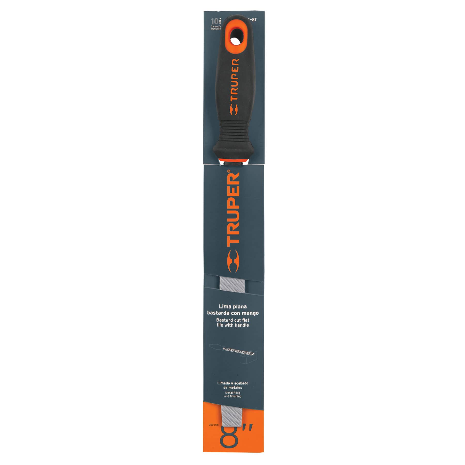 Lima plana bastarda 8" con mango Comfort Grip, TRUPER