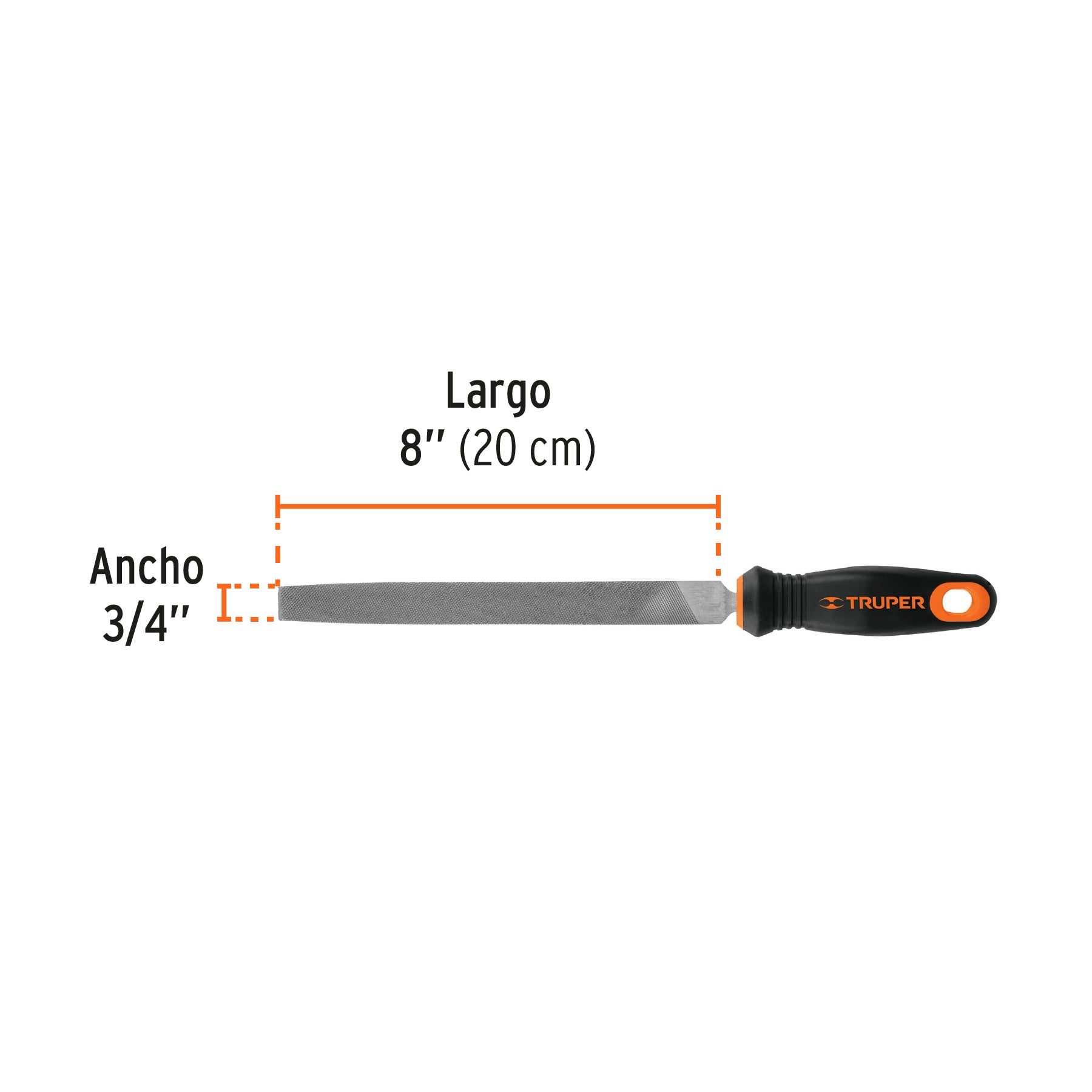 Lima plana bastarda 8" con mango Comfort Grip, TRUPER