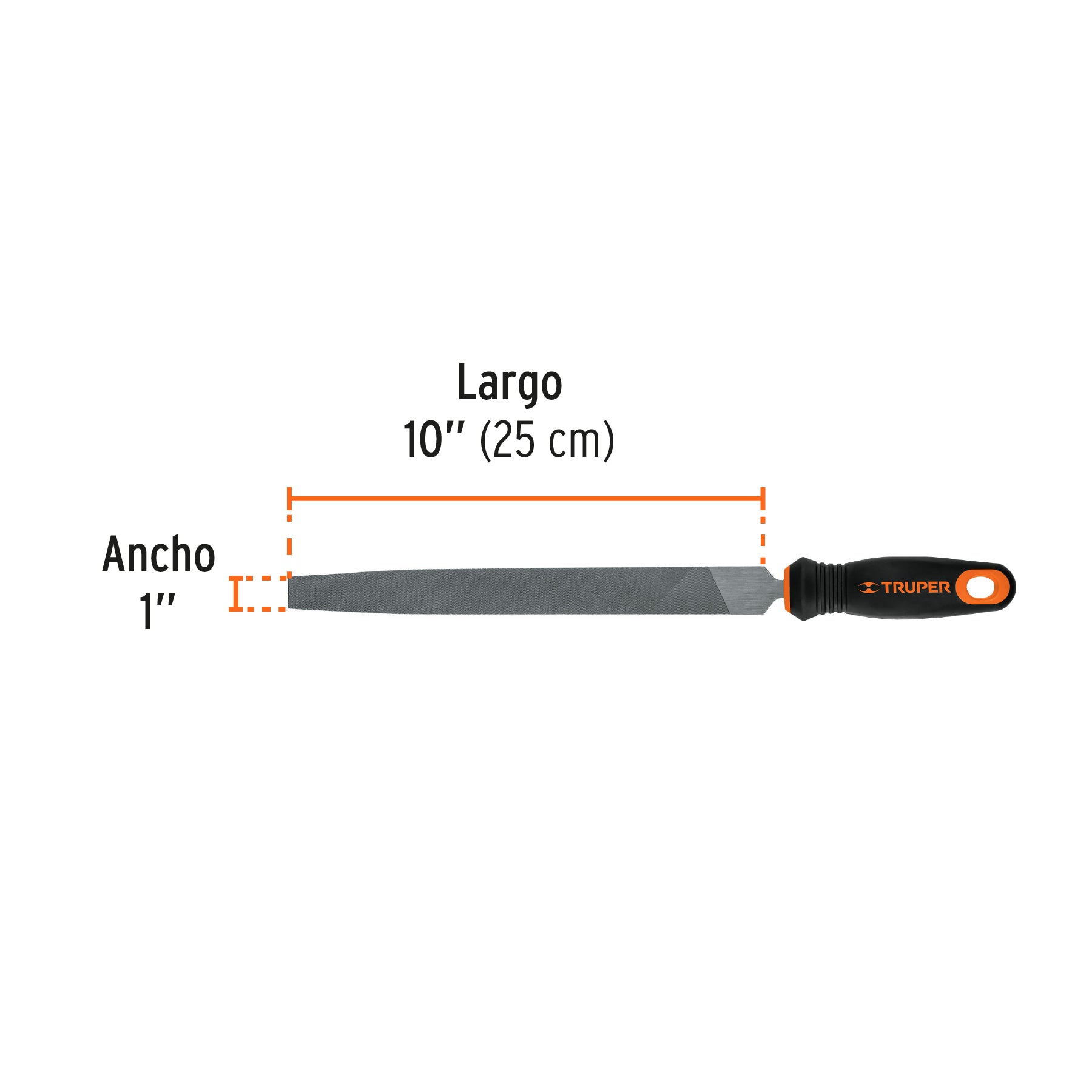 Lima plana muza 10" con mango Comfort Grip, TRUPER