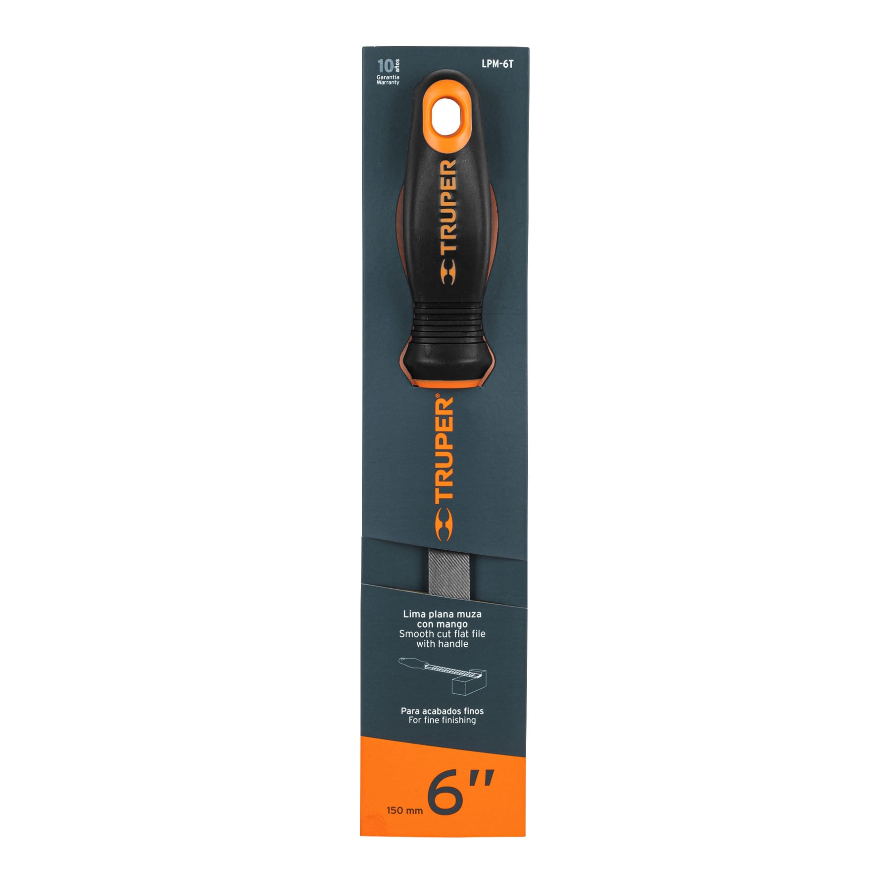 Lima plana muza 6" con mango Comfort Grip, TRUPER