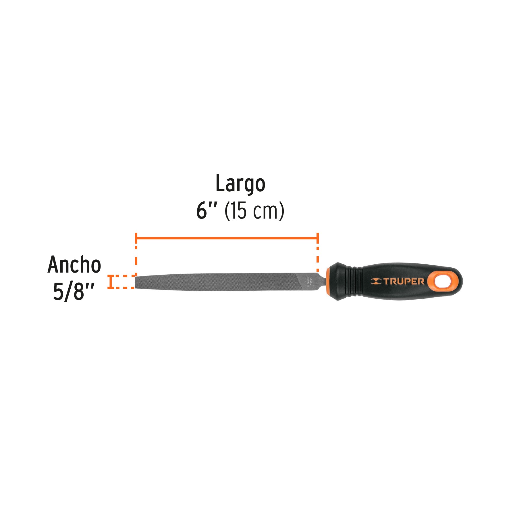 Lima plana muza 6" con mango Comfort Grip, TRUPER