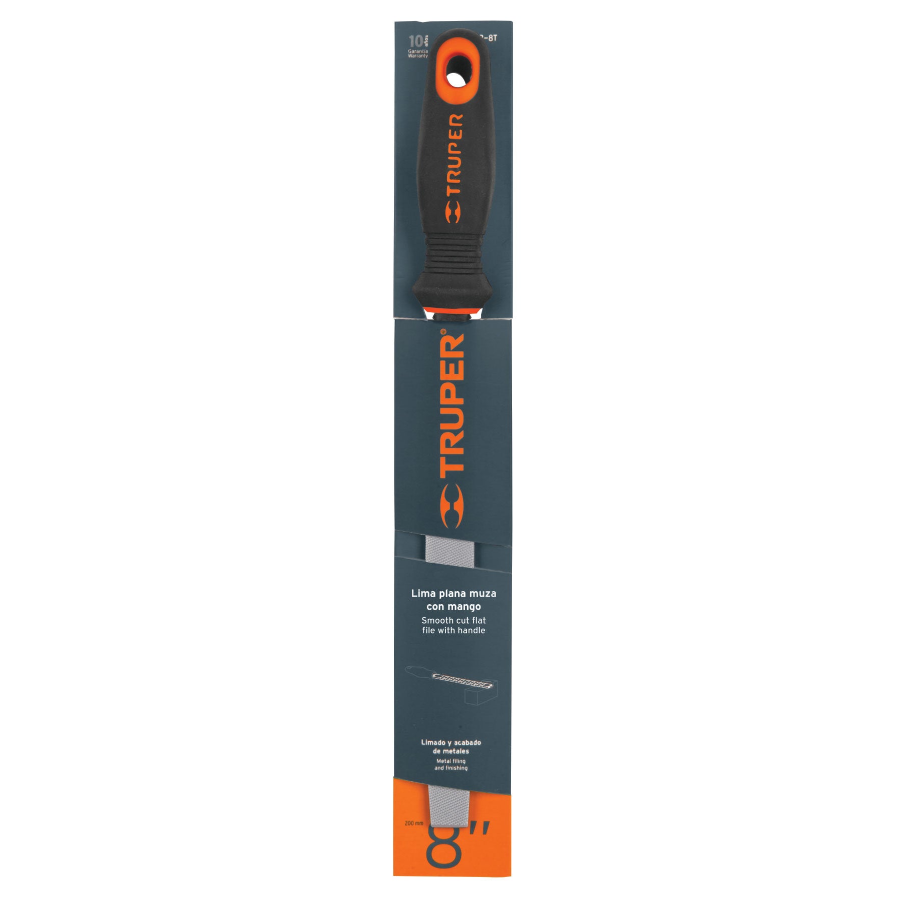 Lima plana muza 8" con mango Comfort Grip, TRUPER
