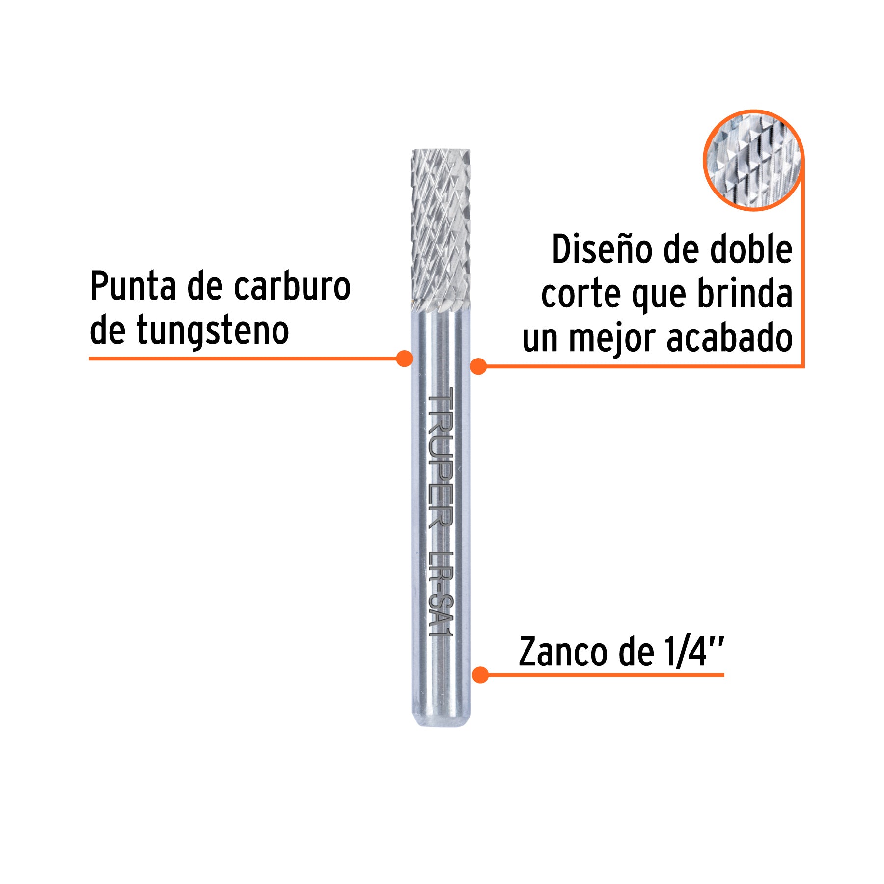 Lima rotativa punta cilindro, 10 mm, TRUPER
