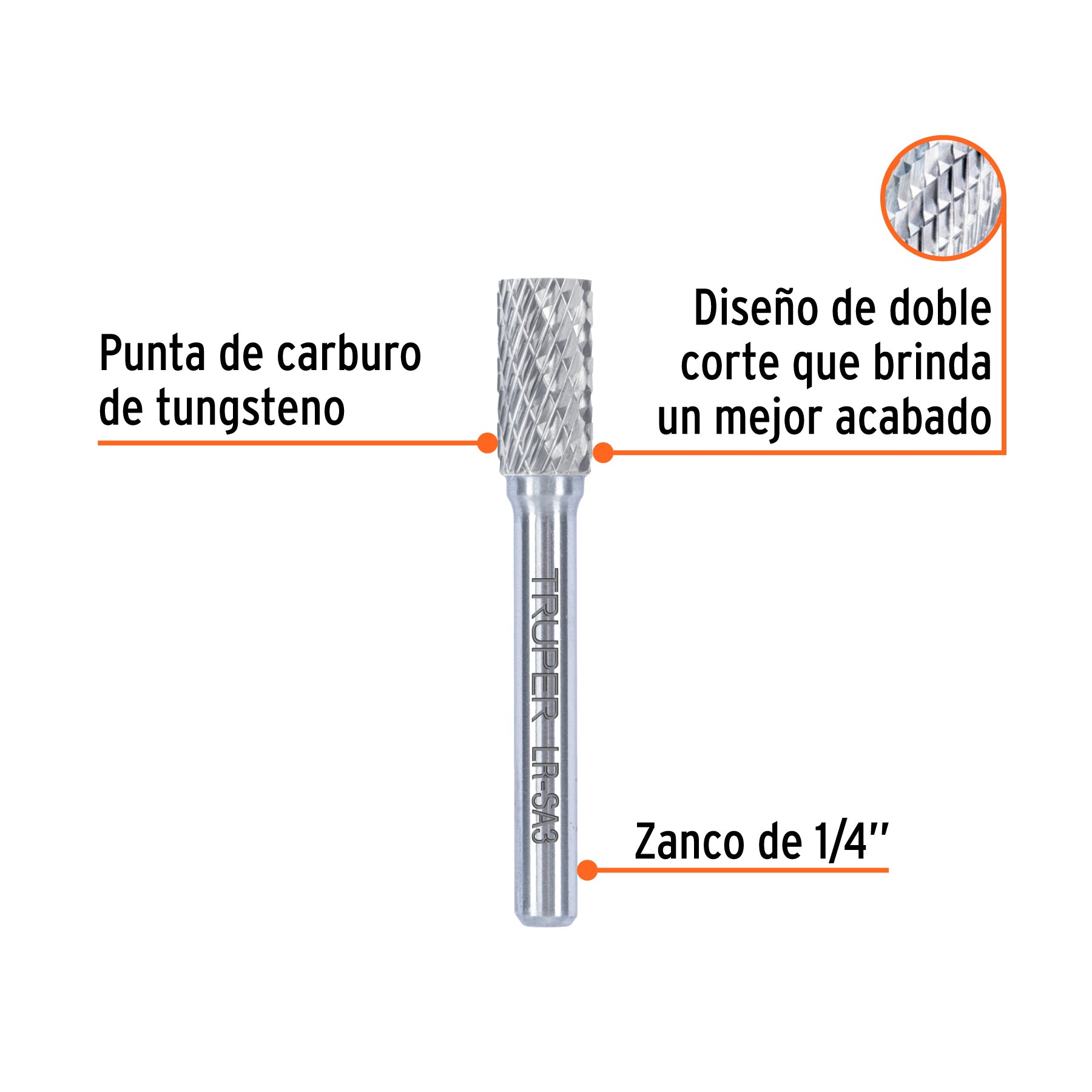 Lima rotativa punta cilindro, 6 mm, TRUPER