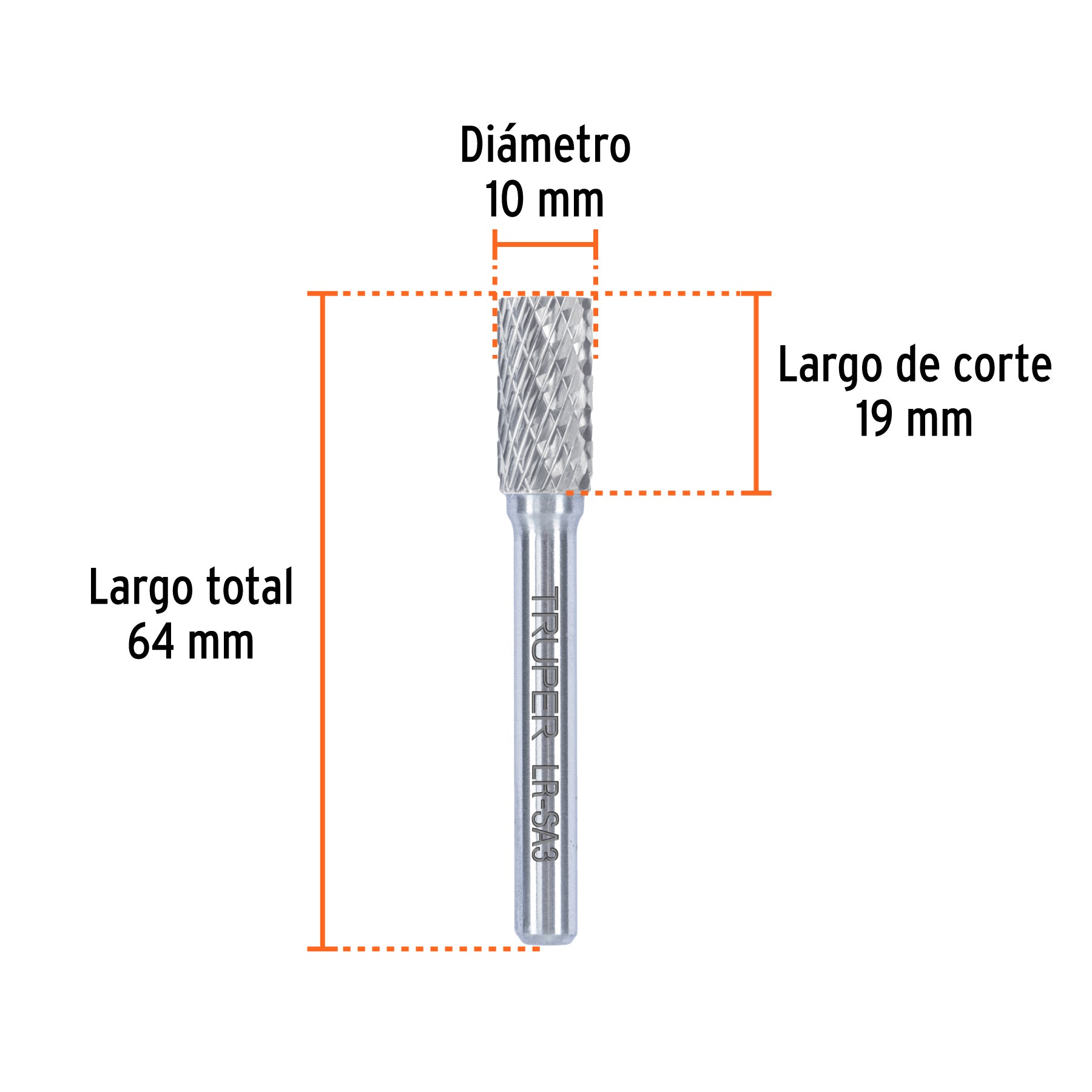 Lima rotativa punta cilindro, 6 mm, TRUPER