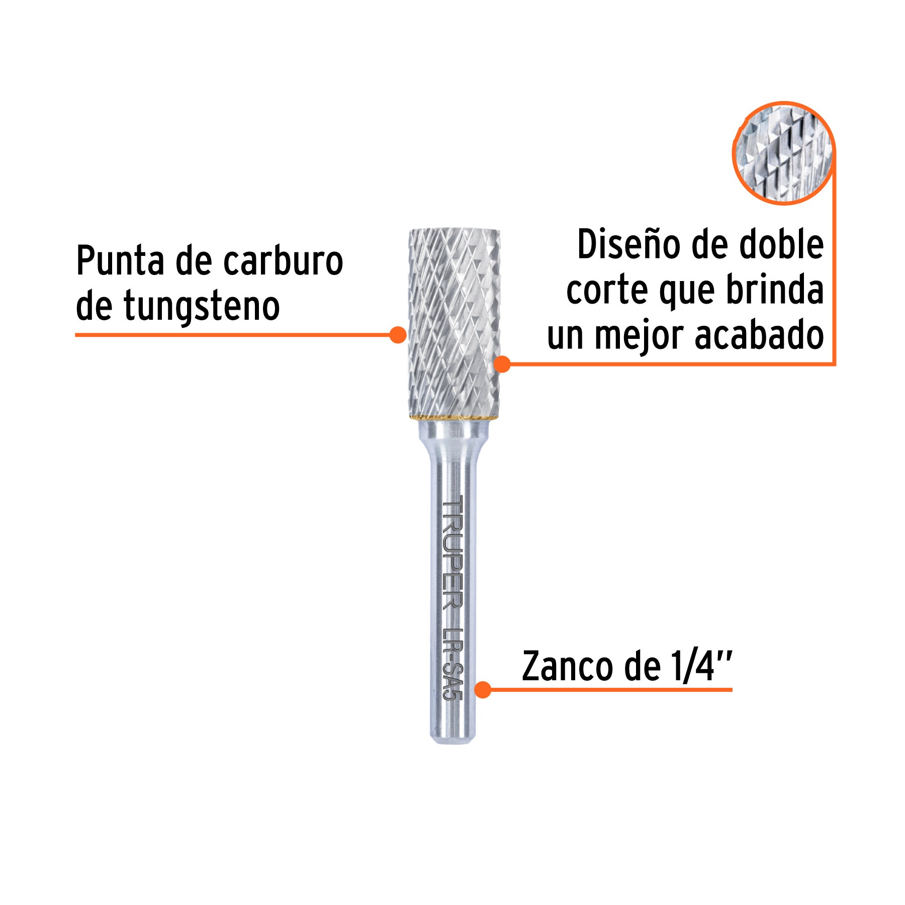 Lima rotativa punta cilindro, 13 mm, TRUPER