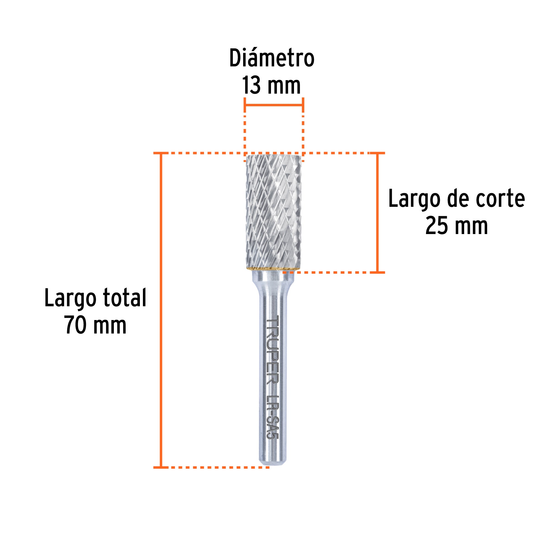 Lima rotativa punta cilindro, 13 mm, TRUPER
