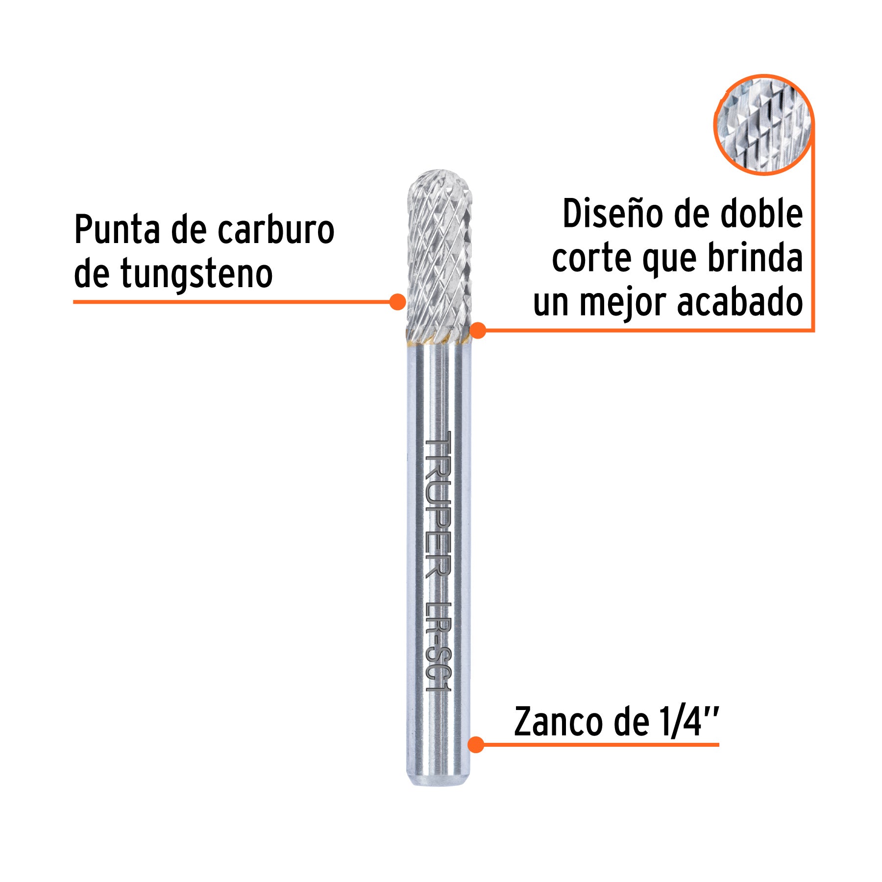 Lima rotativa punta cilindro redonda, 6 mm, TRUPER