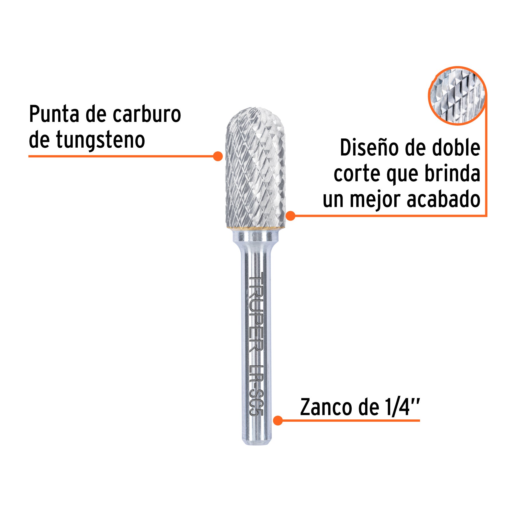 Lima rotativa punta cilindro redonda, 13 mm, TRUPER